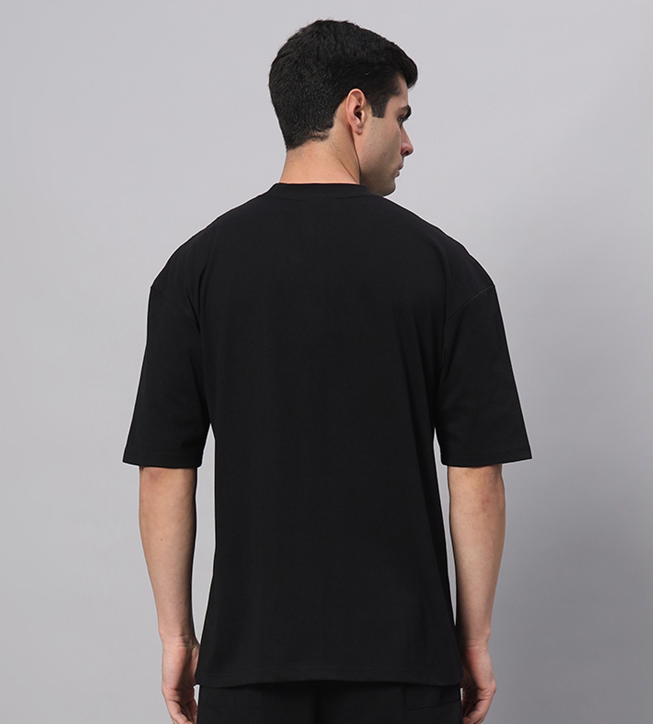 Men's Black Cotton Loose Printed   Activewear T-Shirts