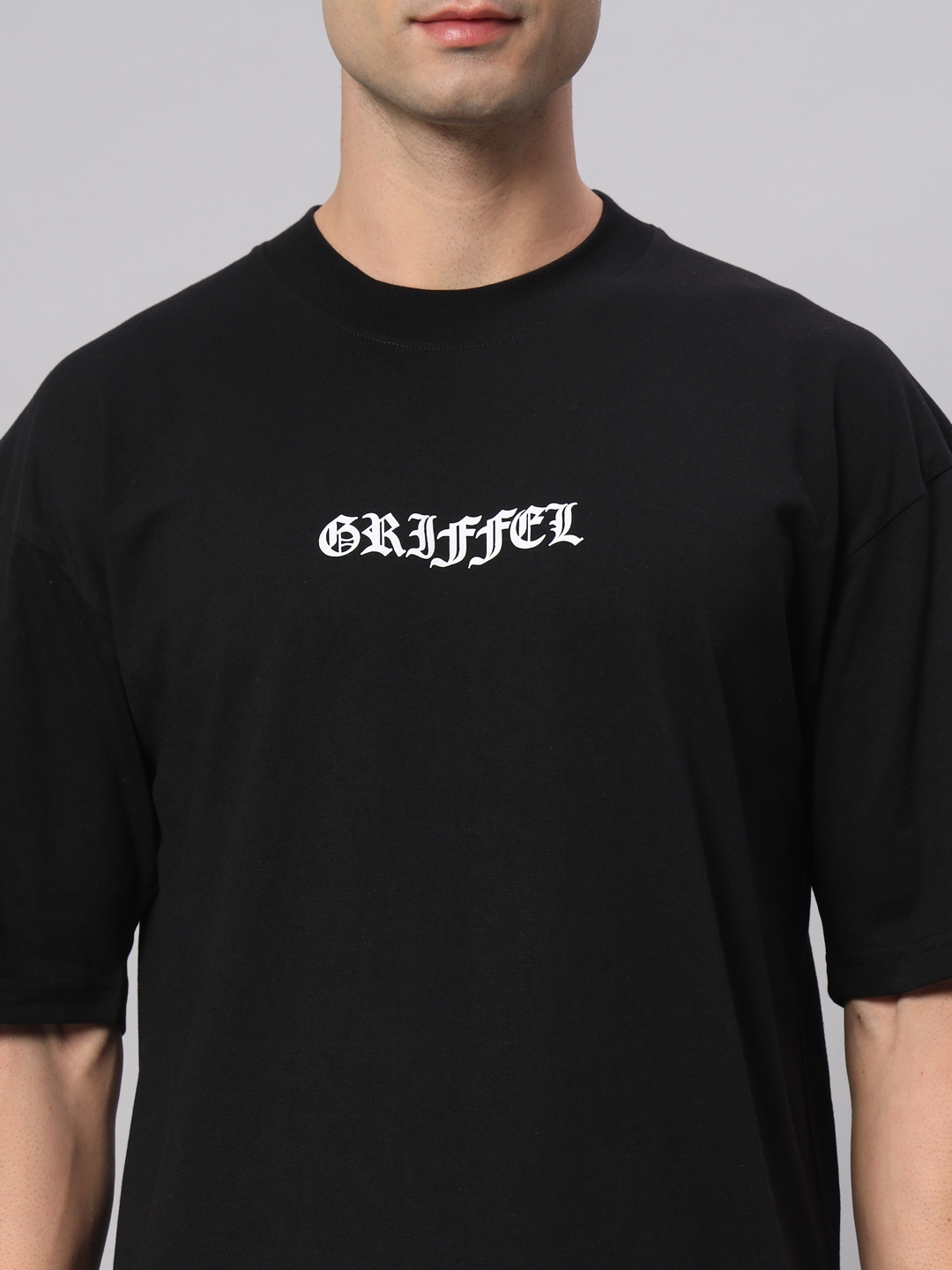 Men's Black Cotton Loose Printed   Activewear T-Shirts