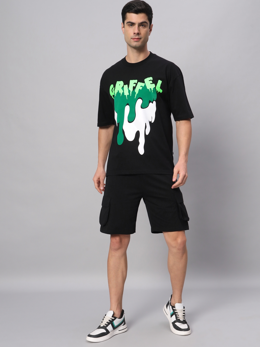 Men's Black Cotton Loose Printed   Boxy T-Shirt s