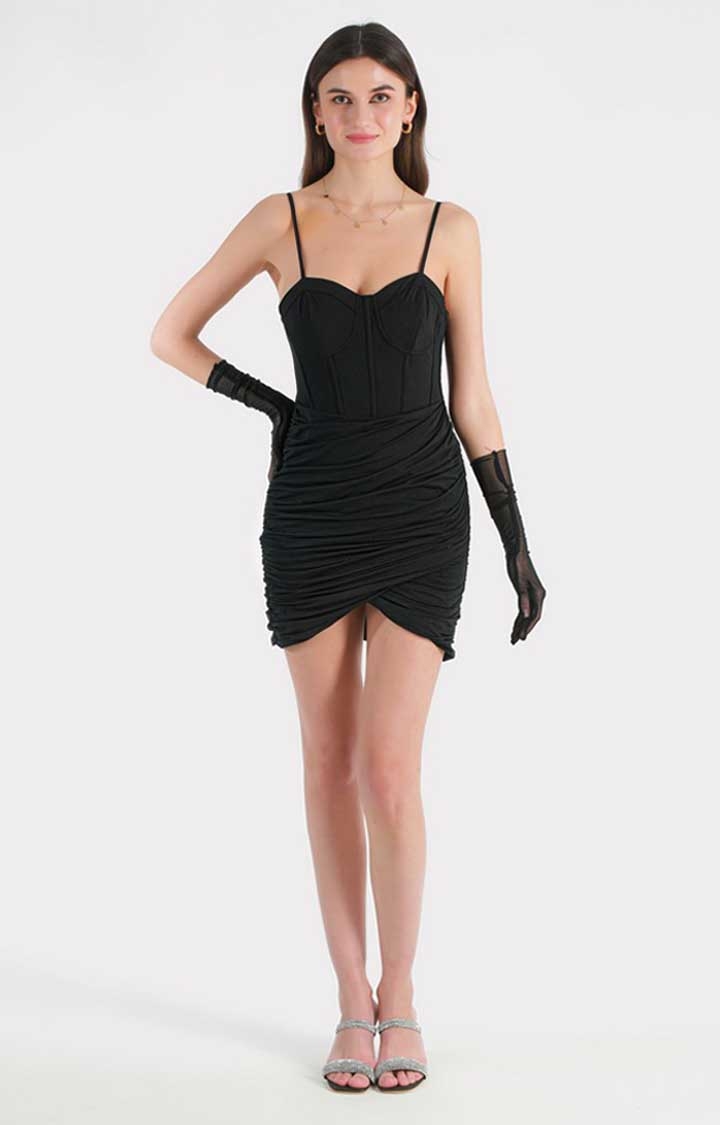 Tomber Amoureux | Women's Grimy Black Bodycon Mini Dress