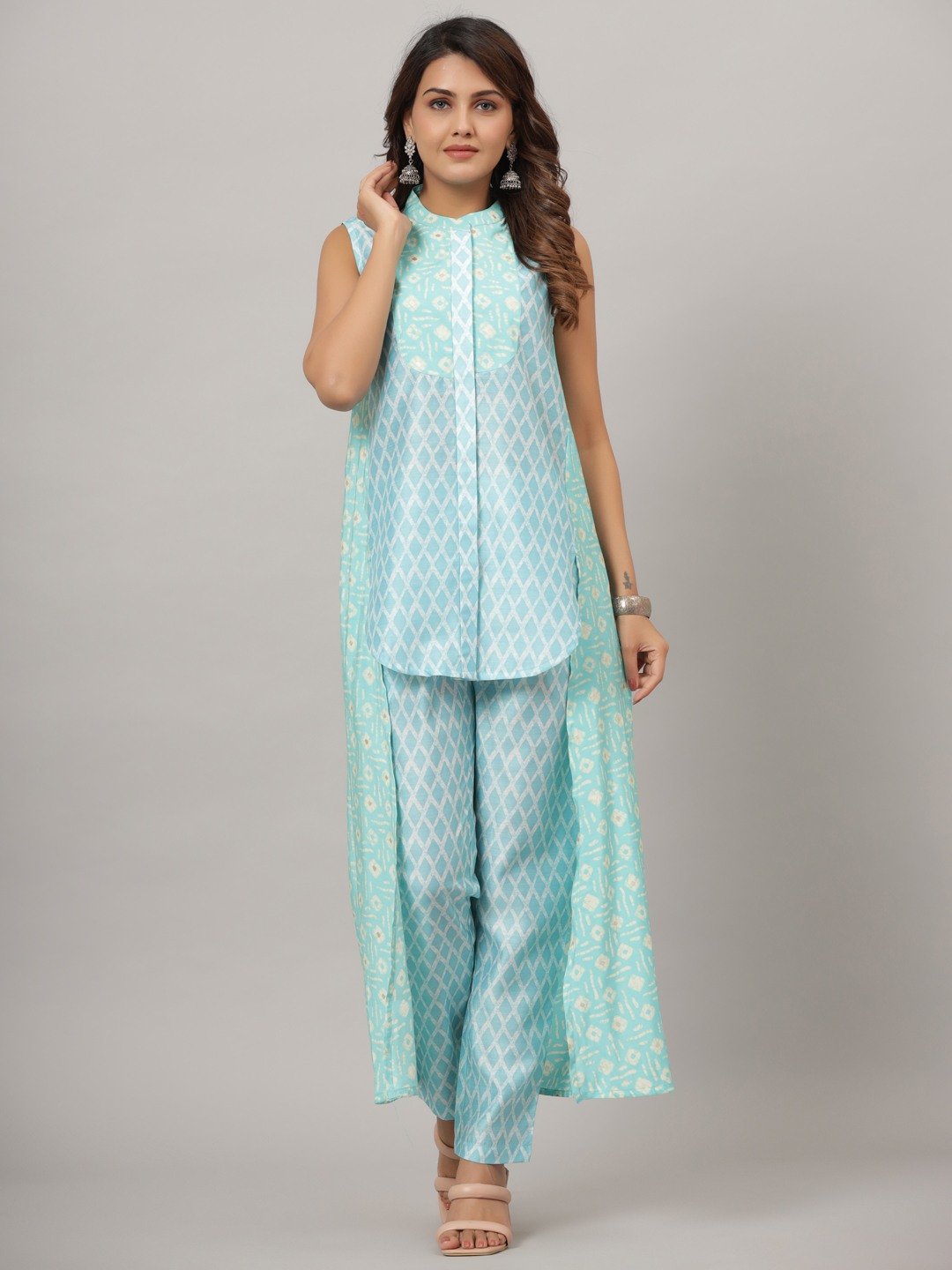 BEAUTIFUL SKY BLUE PRINTED MUSLIN CO-ORD SET