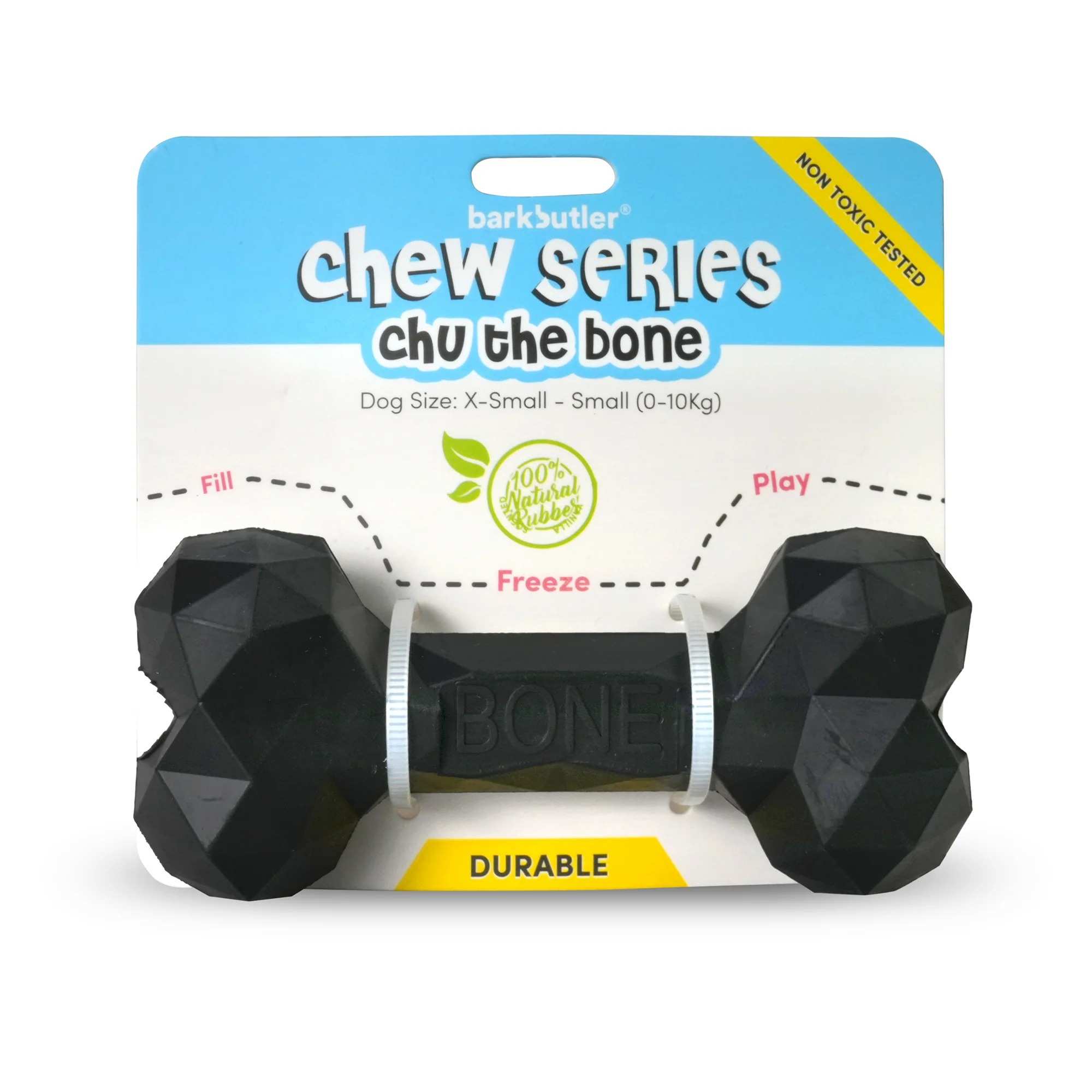 Barkbutler Chu The Bone Treat Dispensing Toy for Dogs (Small, Black)