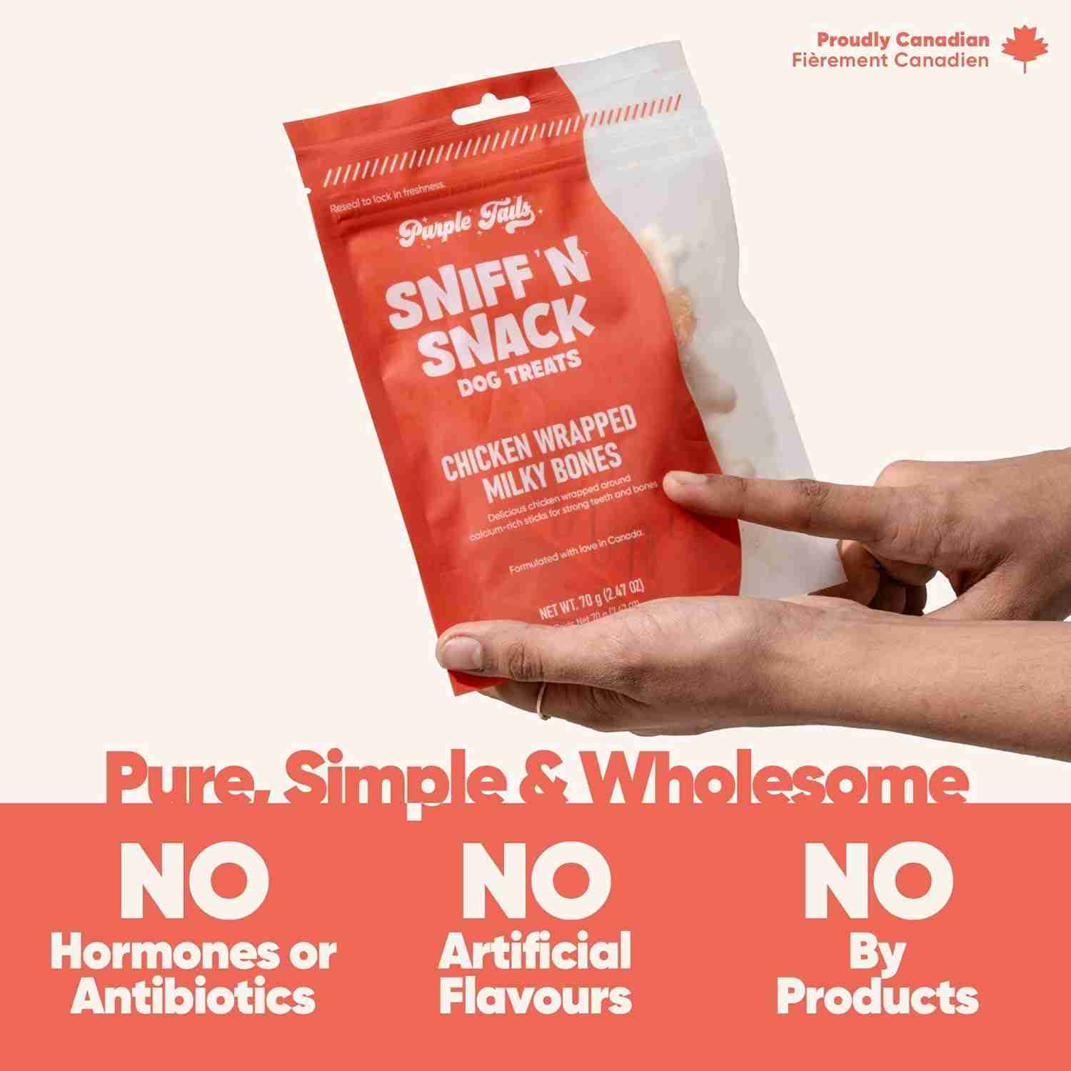 Purple Tails Sniff N Snack Chicken Wrapped Milky Bones Dog Treat, 70 g