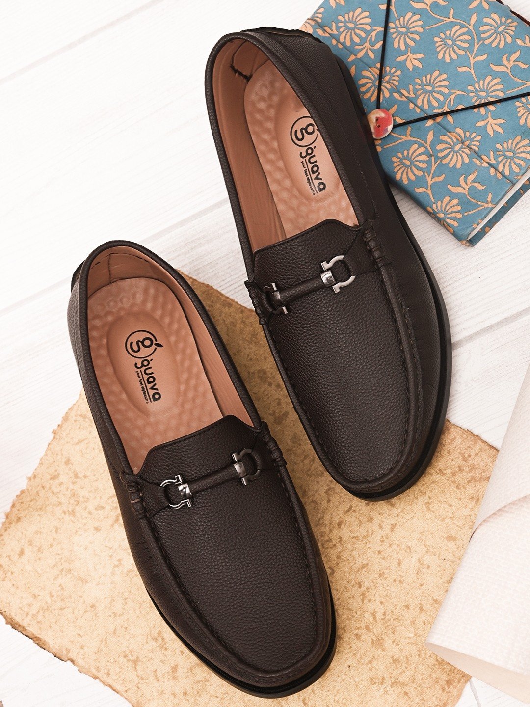 Guava Men's Synthetic Leather Brown Slip-On Driving Loafers Shoes