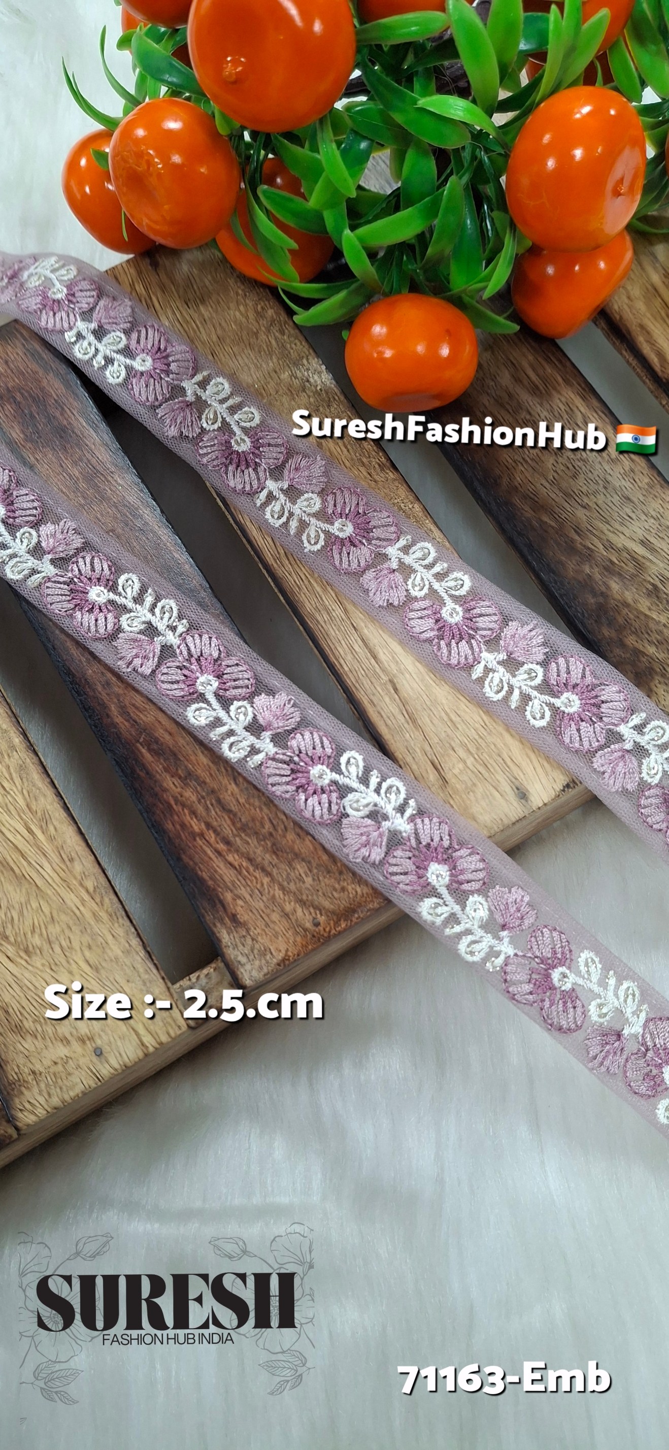 Floral Thread Embroidery Lace – Magenta | 71163-Emb