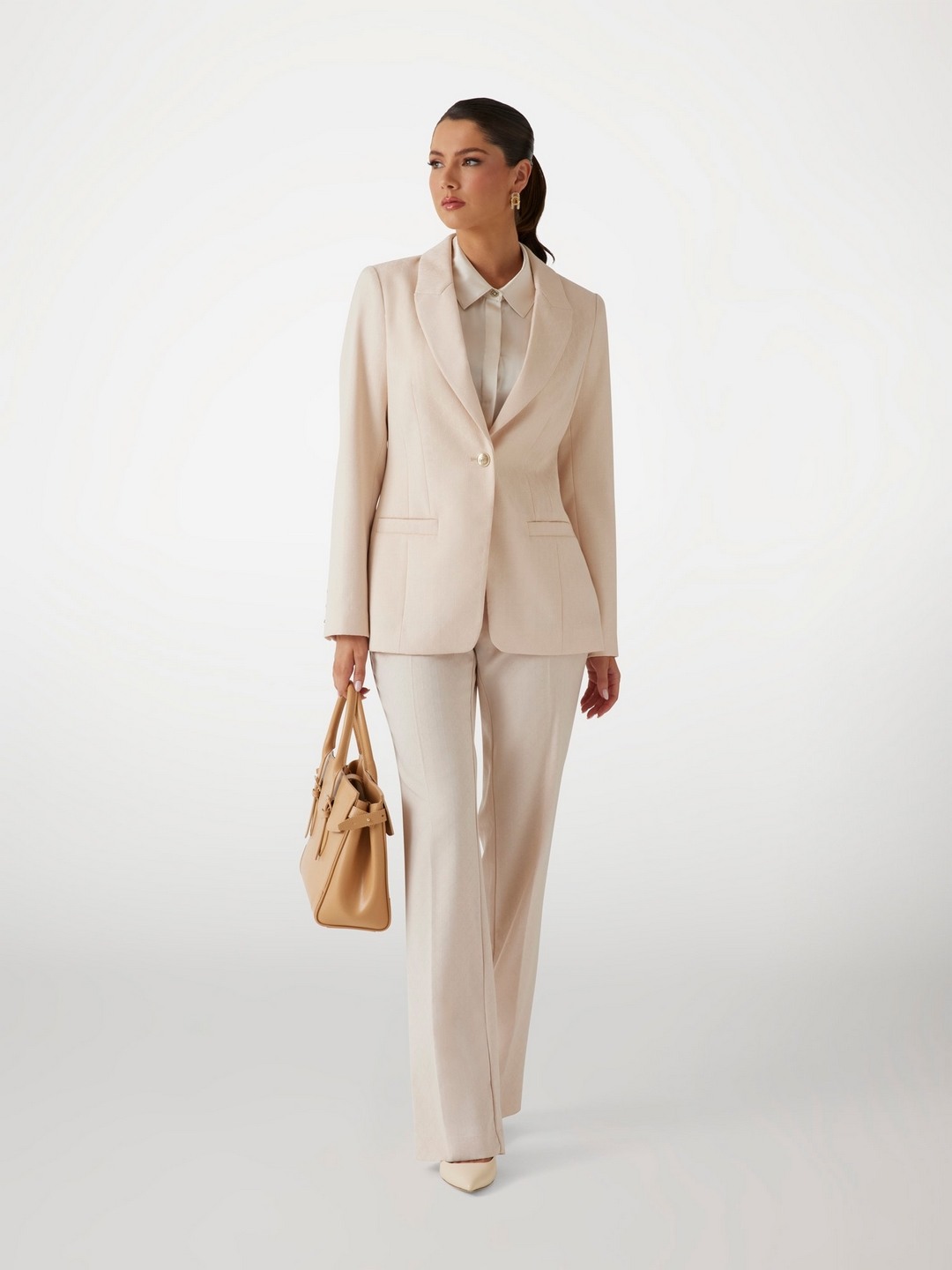 Guess Women Pink Solid Shawl Lapel Long Sleeves Single Breasted Blazer