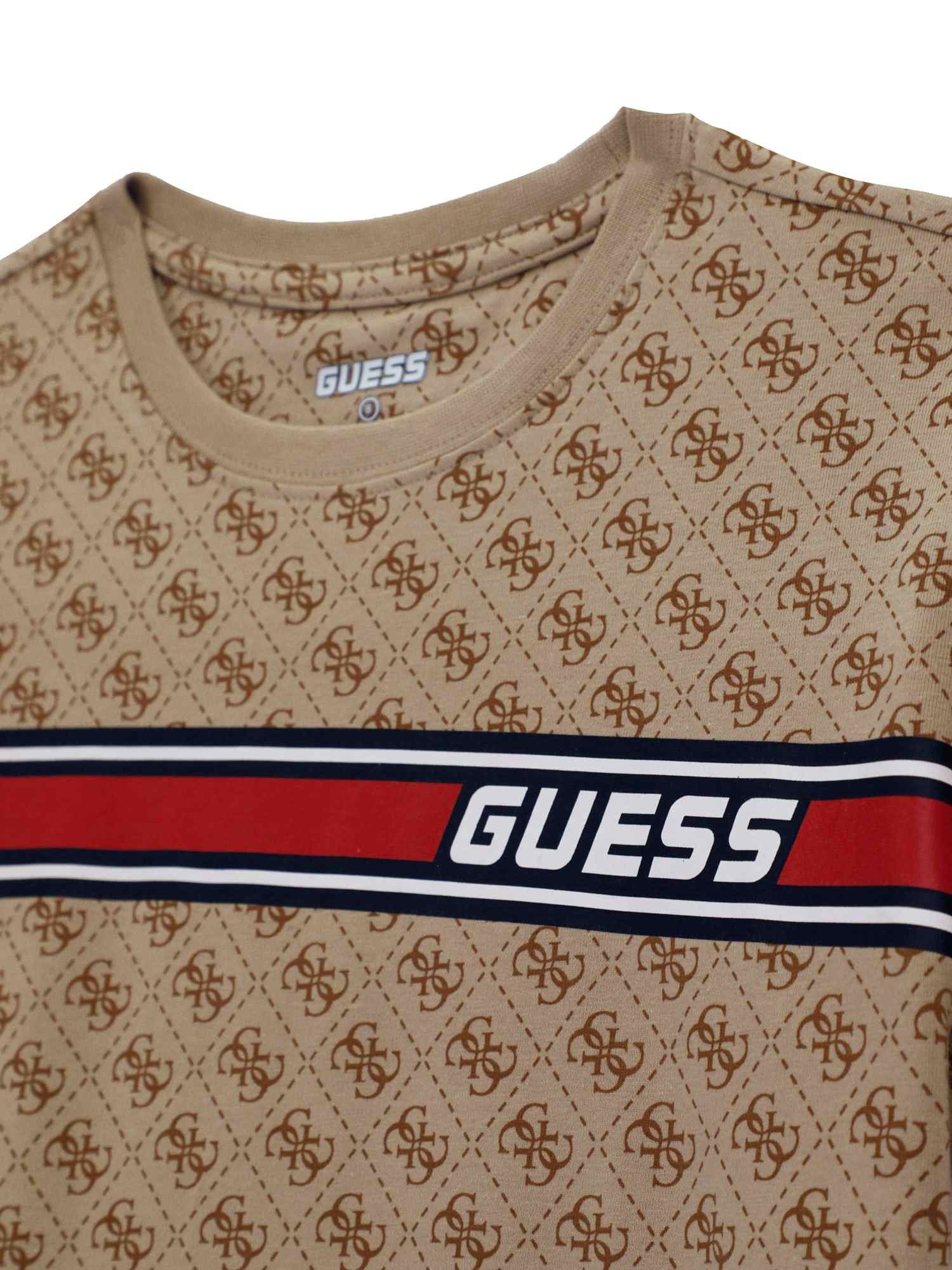 Guess Boys Beige Printed Regular Fit T-Shirt