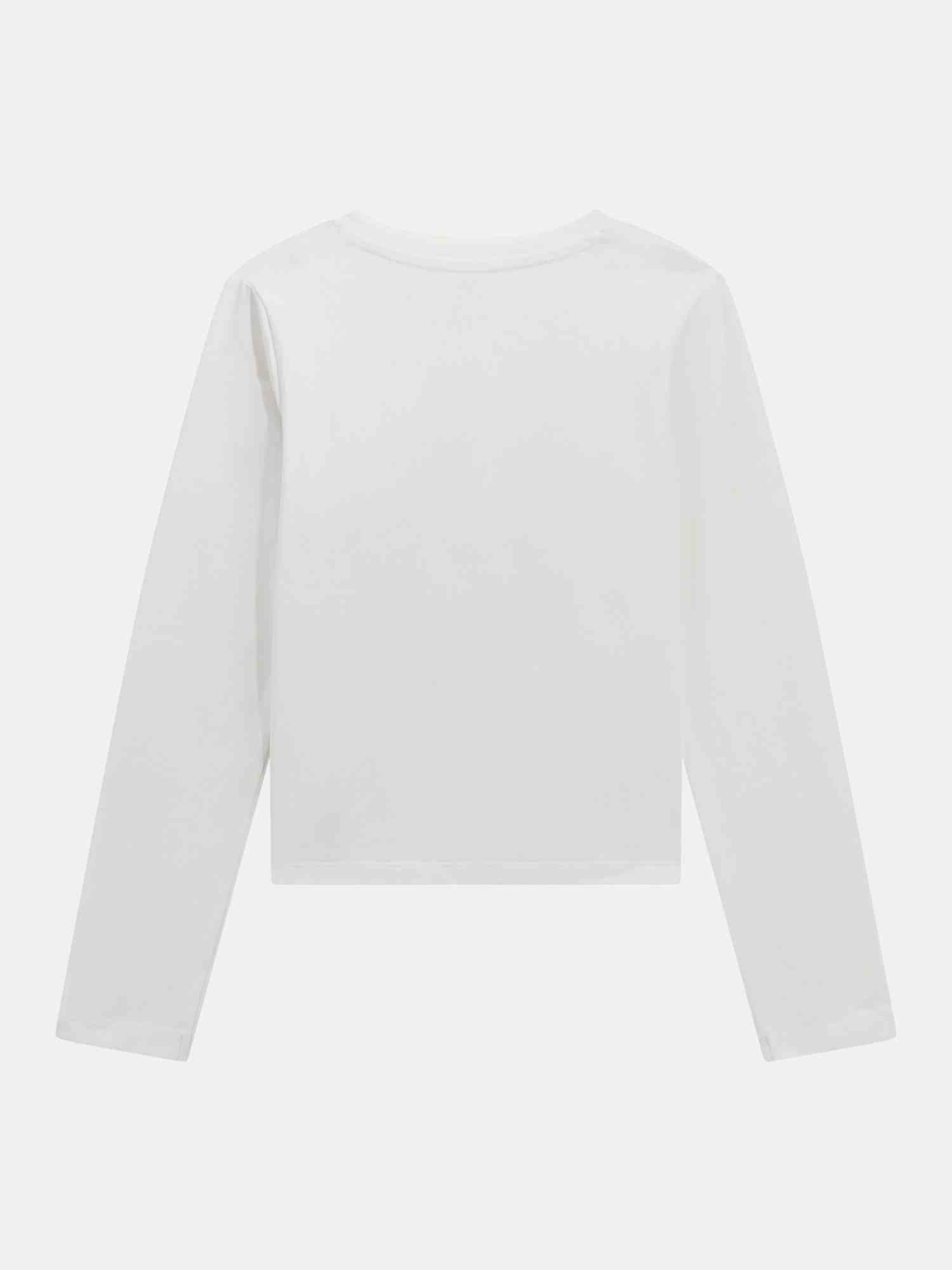 Guess Girls Pure White Solid Regular Fit T-Shirt