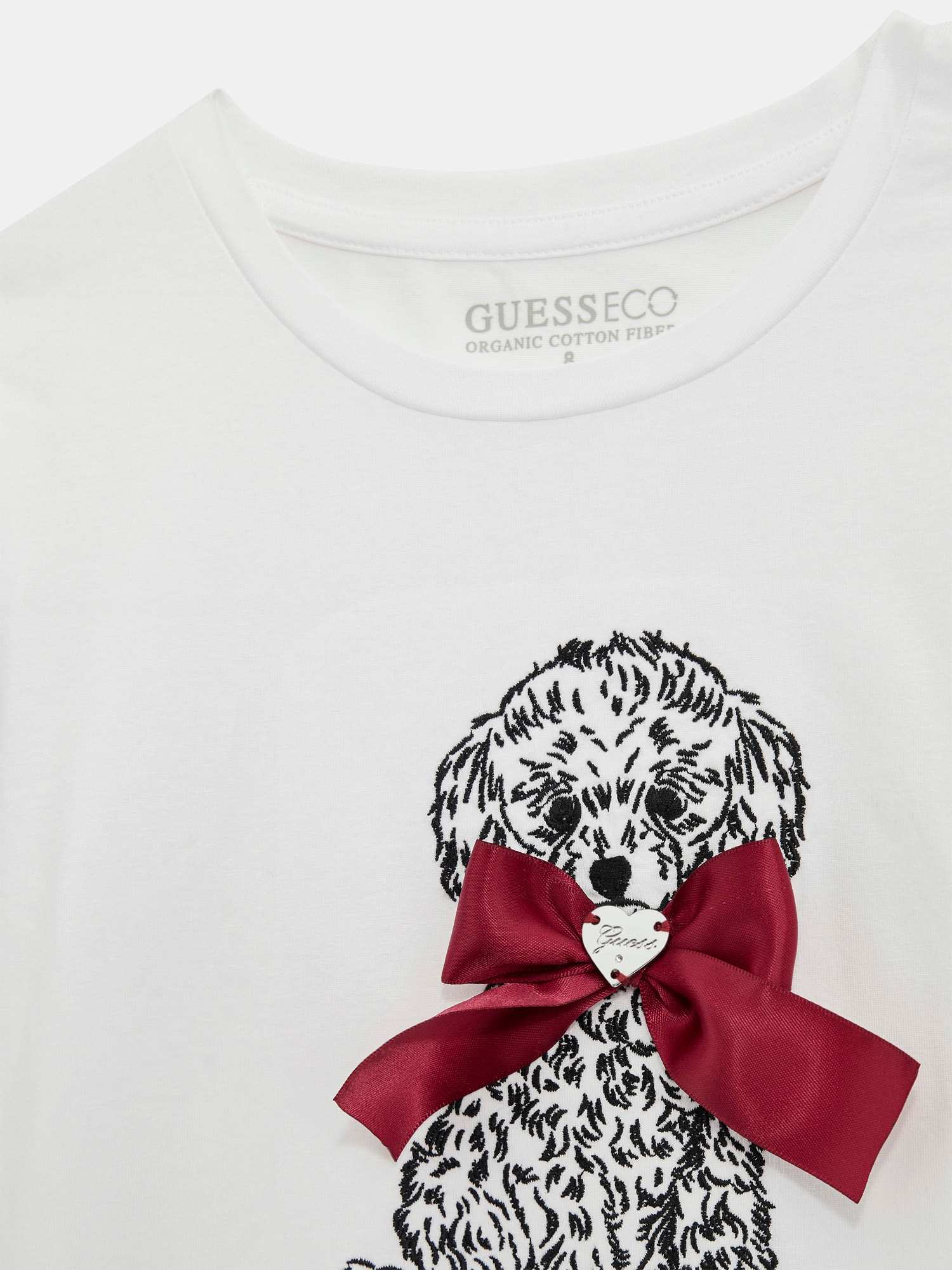 Guess Girls Pure White Solid Regular Fit T-Shirt