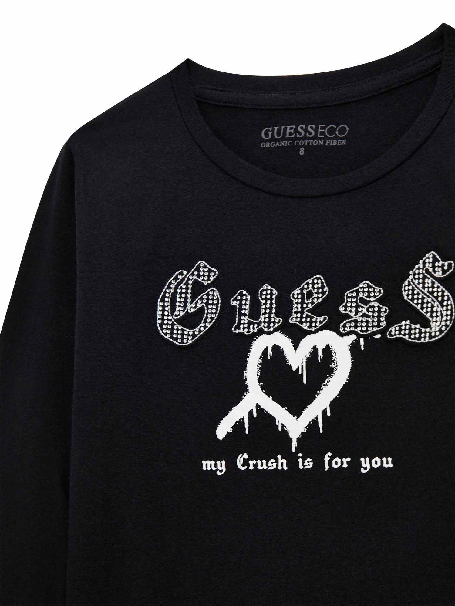 Guess Girls Jet Black A996 Printed Regular Fit T-Shirt