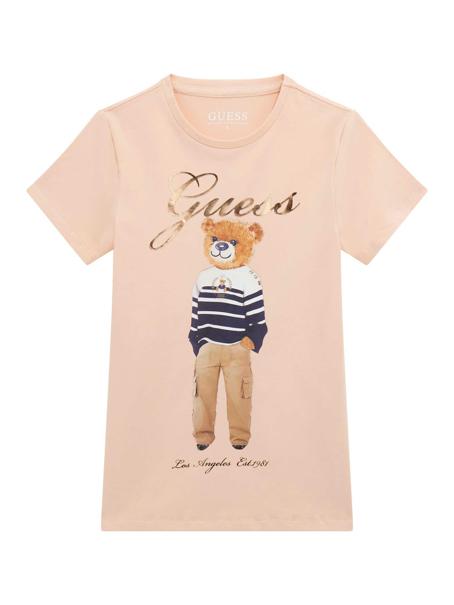 Guess Girls Peach Printed Regular Fit T-Shirt