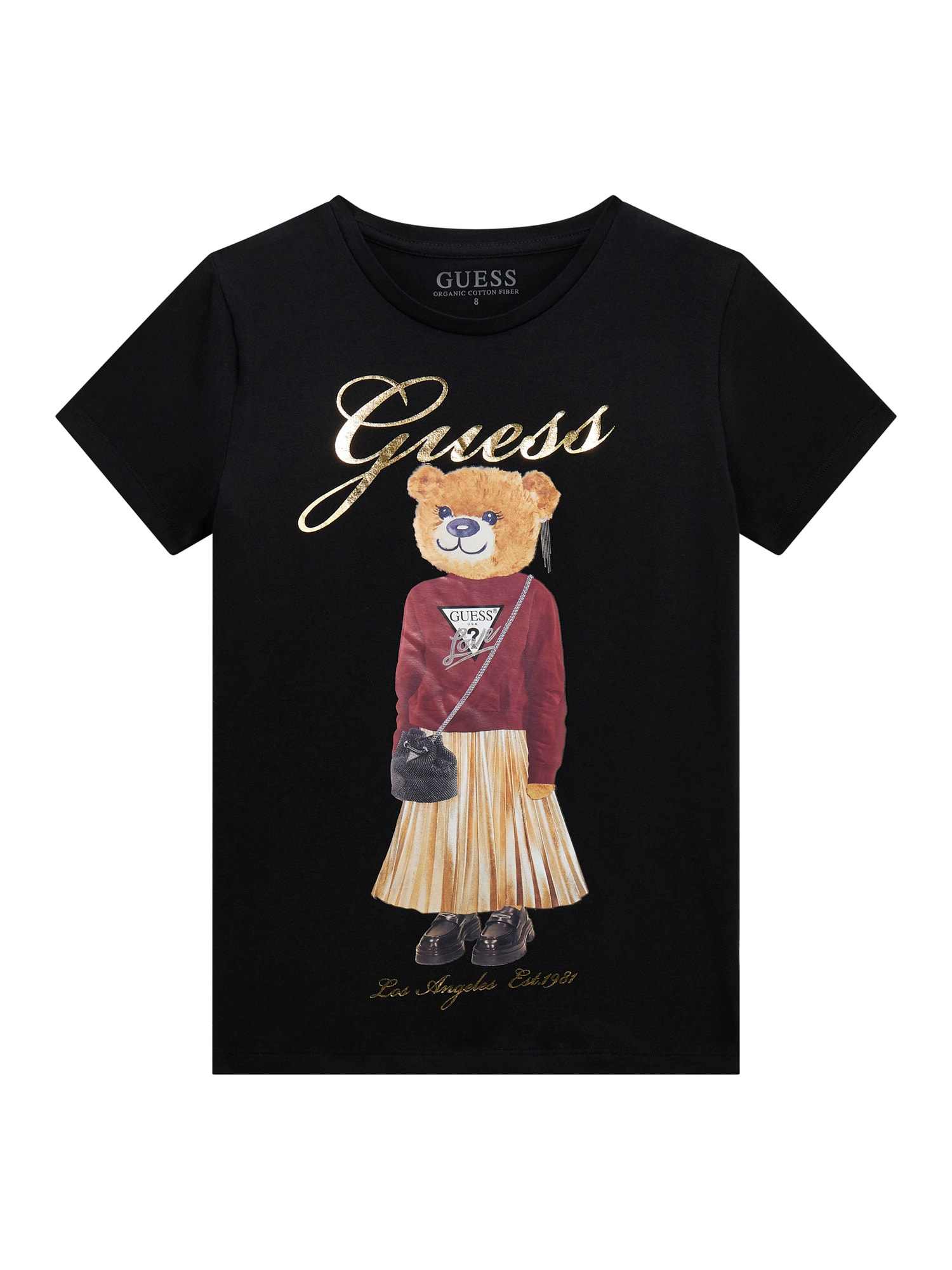 Guess Girls Jet Black A996 Printed Regular Fit T-Shirt