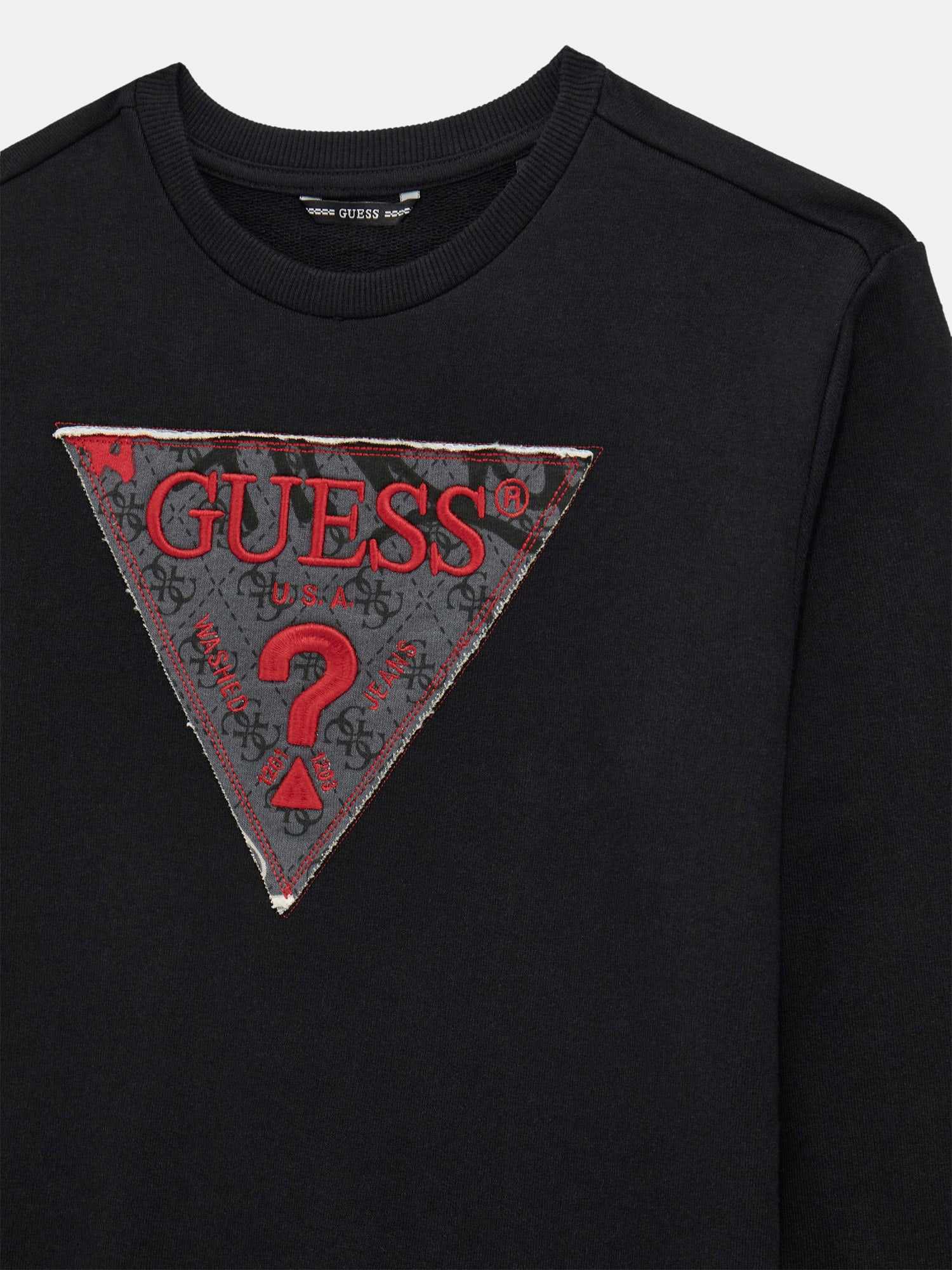 Guess Boys Jet Black A996 Logo Regular Fit Sweatshirt