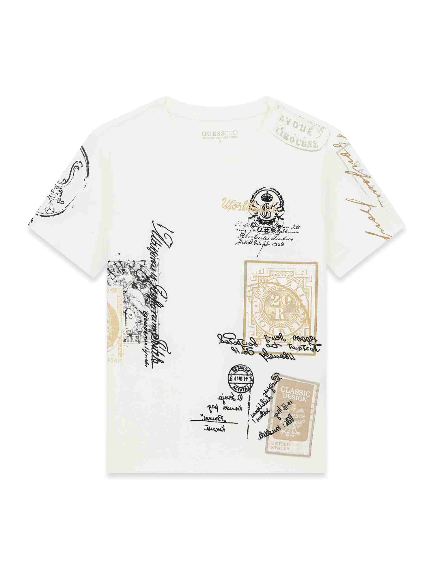 Guess Boys Salt White Printed Regular Fit T-Shirt