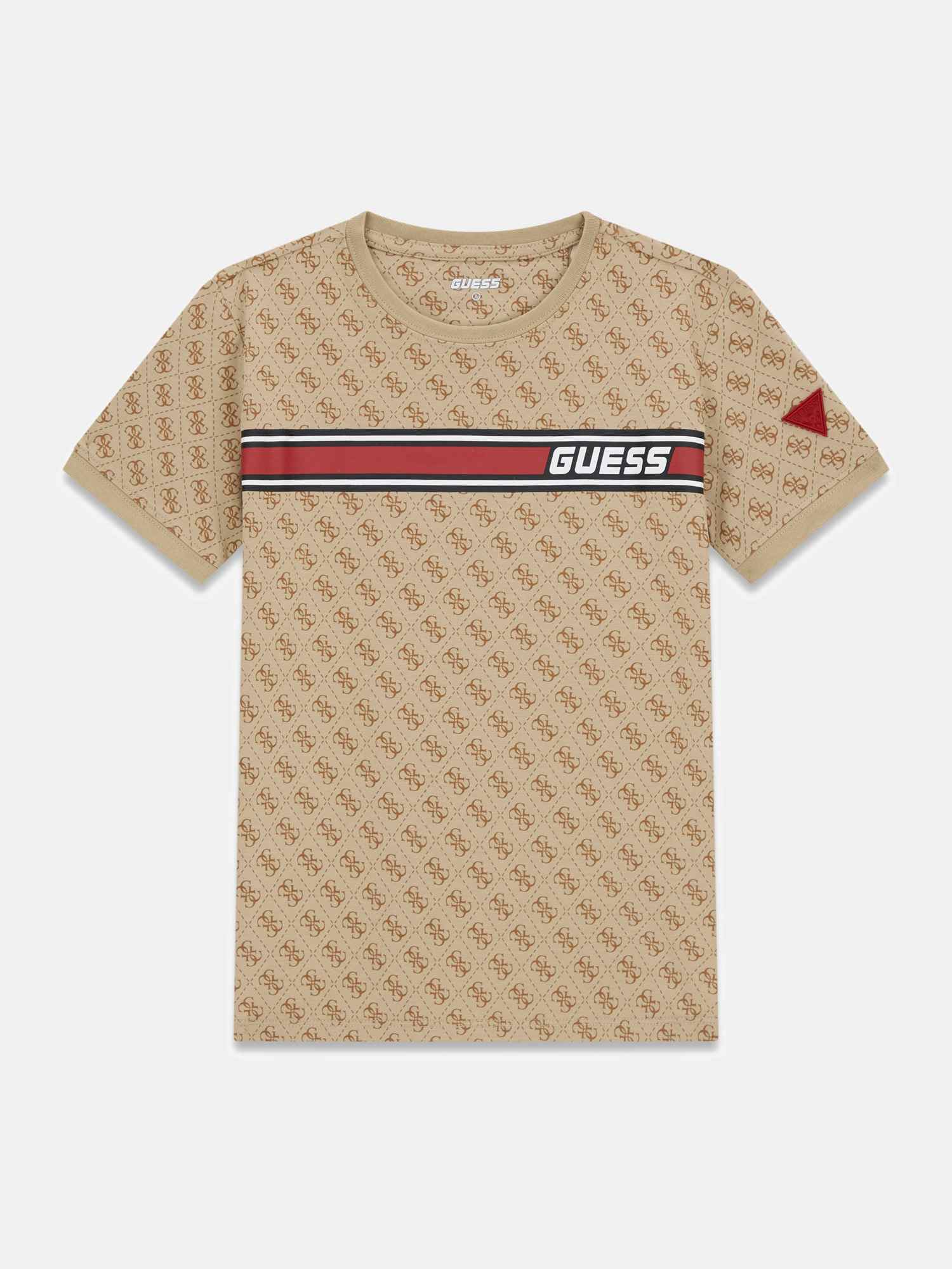 Guess Boys Beige Printed Regular Fit T-Shirt