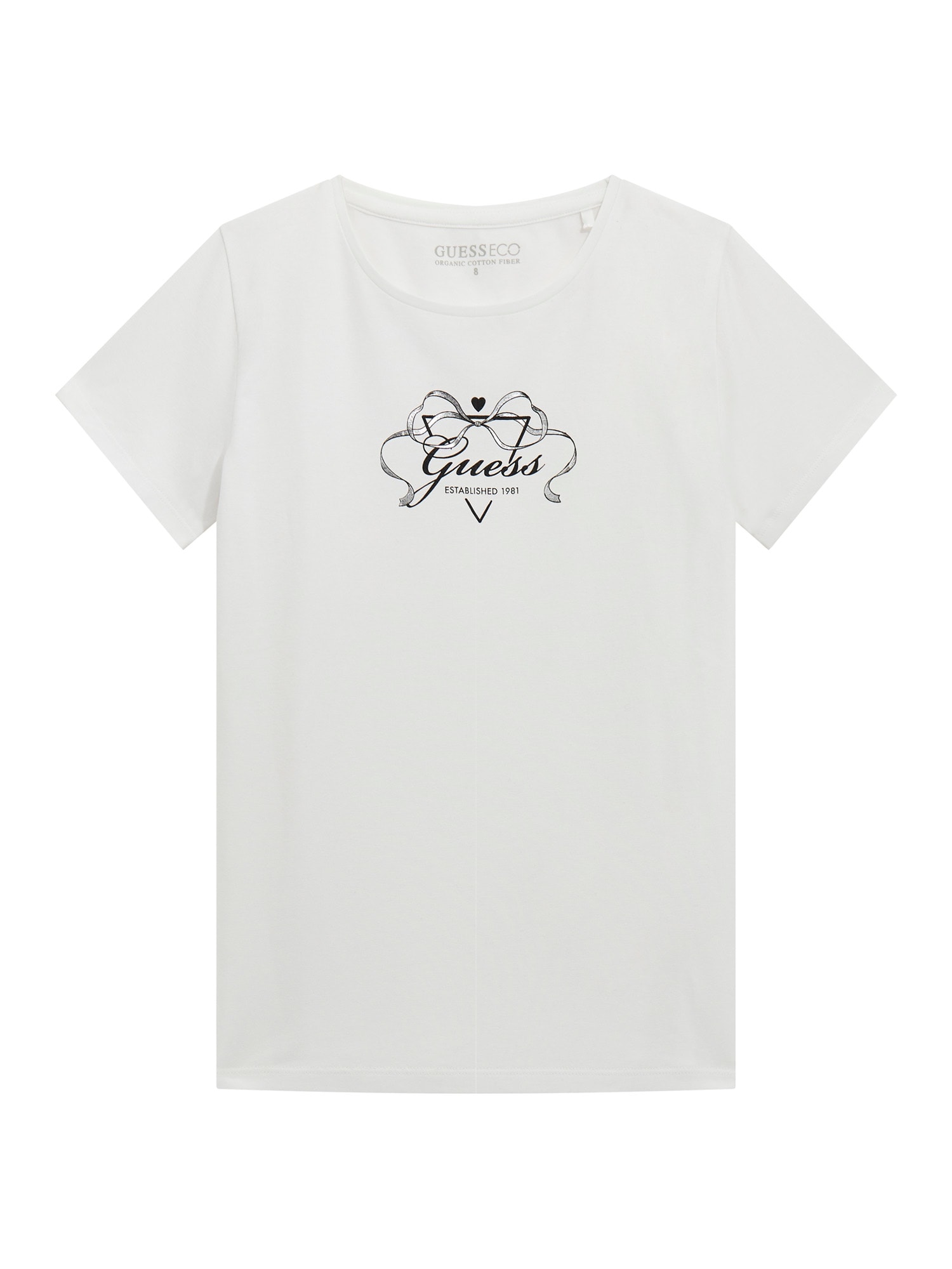 Guess Girls Pure White Solid Regular Fit T-Shirt