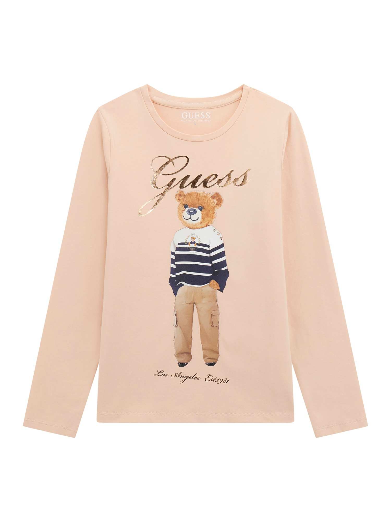 Guess Girls Peach Printed Regular Fit T-Shirt
