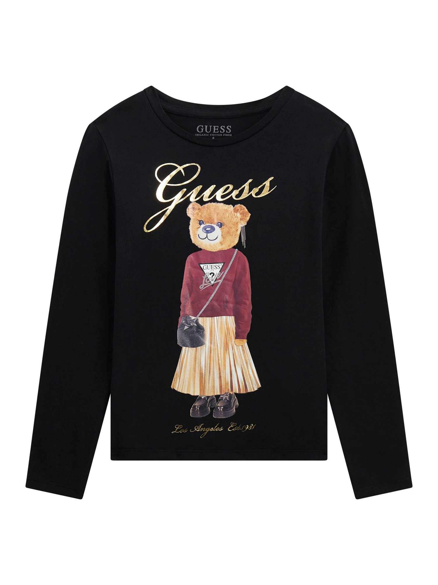 Guess Girls Jet Black A996 Printed Regular Fit T-Shirt