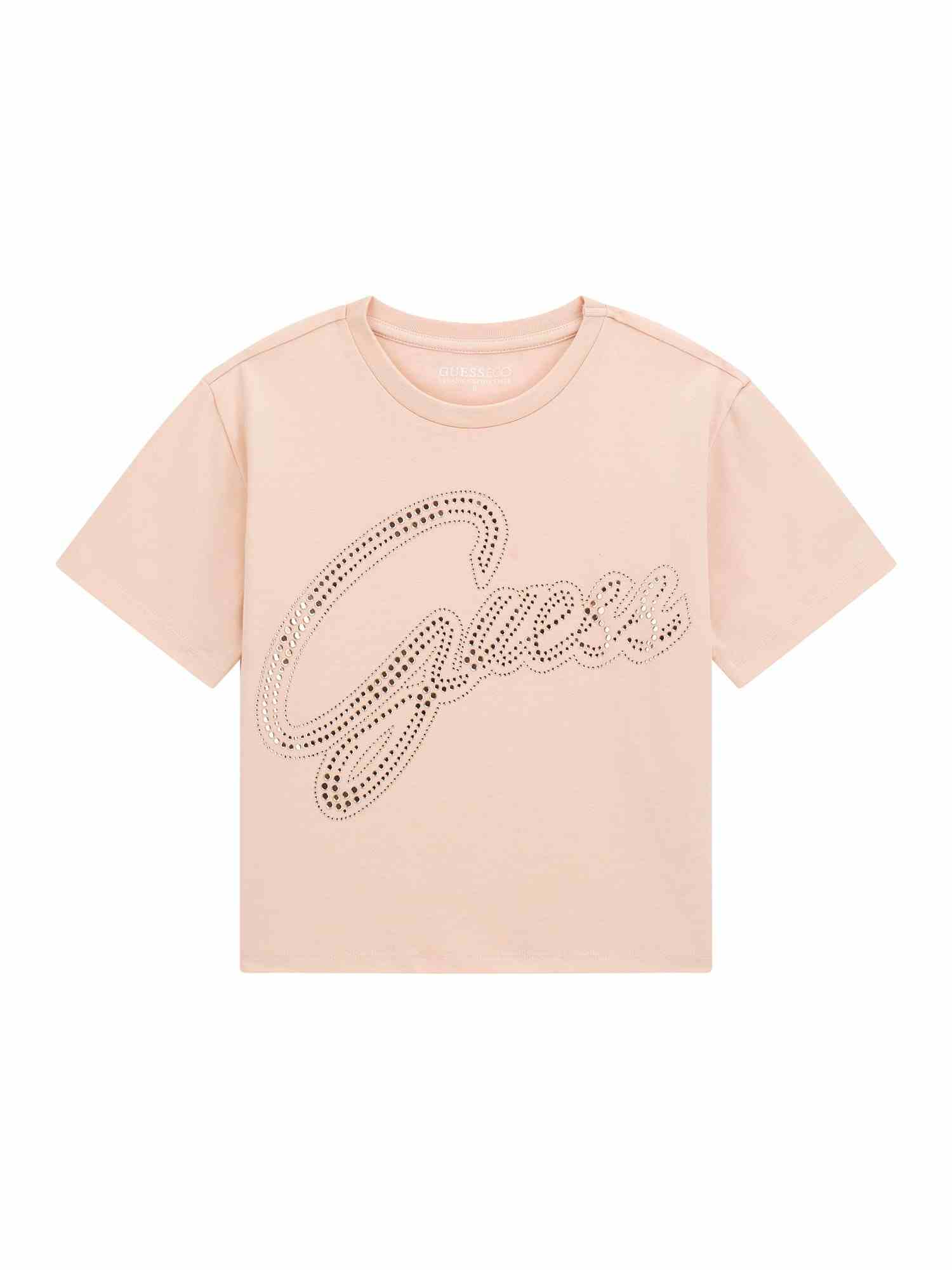 Guess Girls Peach Embellished Regular Fit T-Shirt