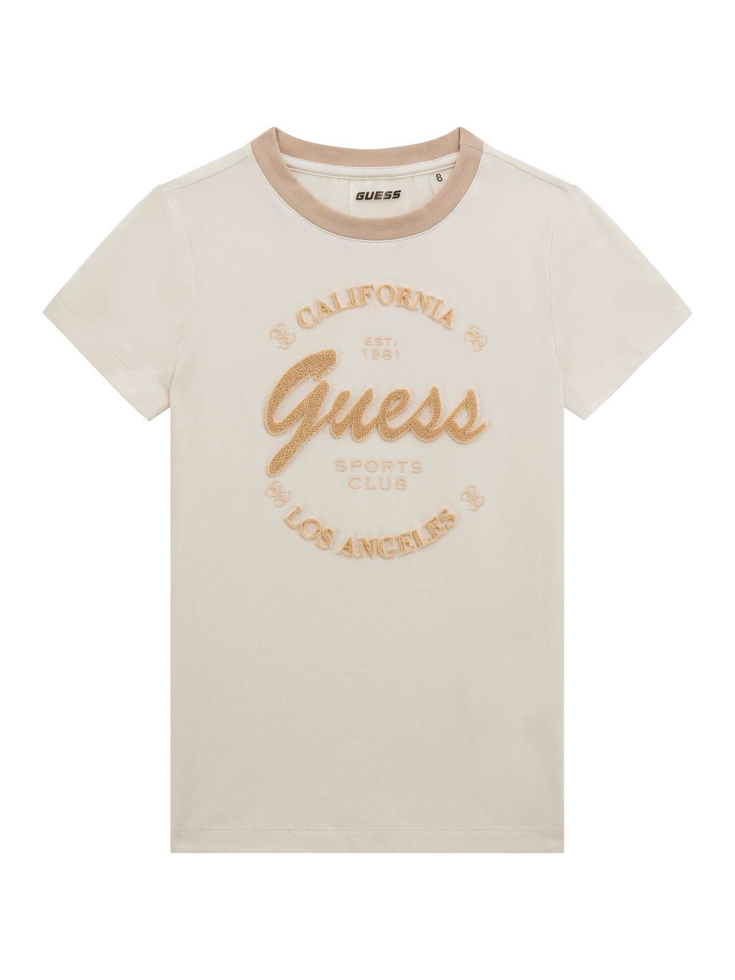 Guess Girls Beige Logo Regular Fit T-Shirt