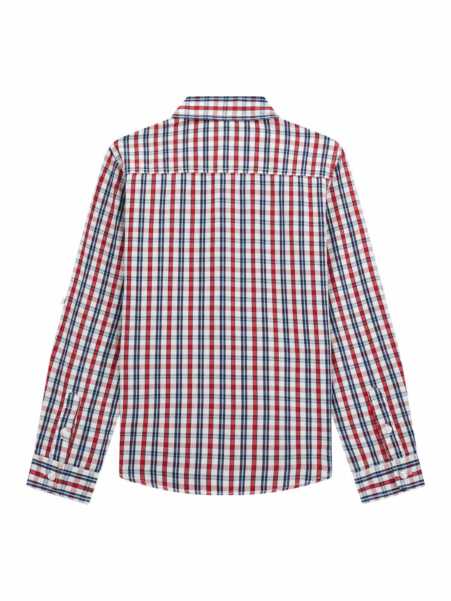Guess Boys Red & Blue Checks Regular Fit Shirt