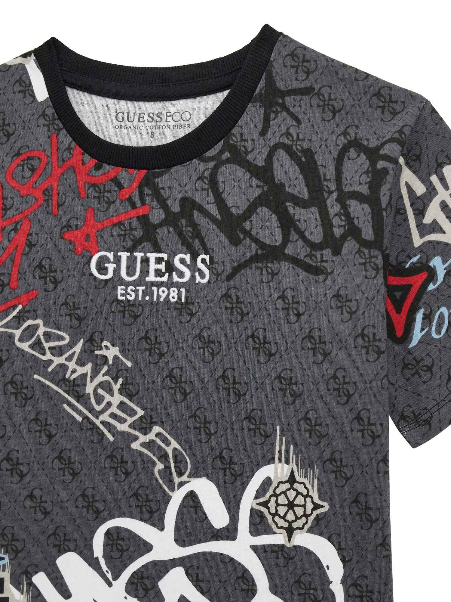 Guess Boys Grey Printed Regular Fit T-Shirt
