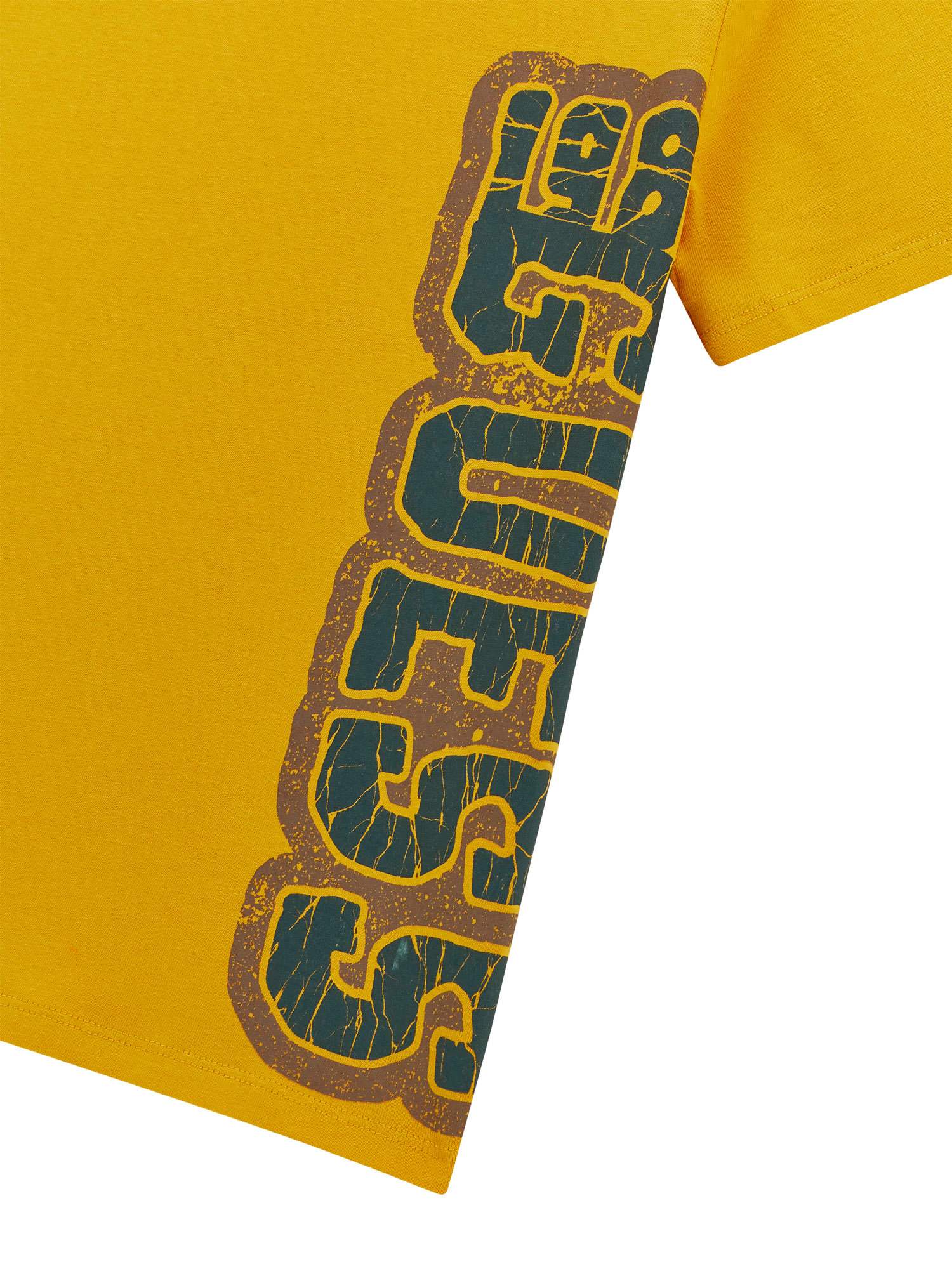 Guess Boys Mustard Yellow Logo Regular Fit T-Shirt