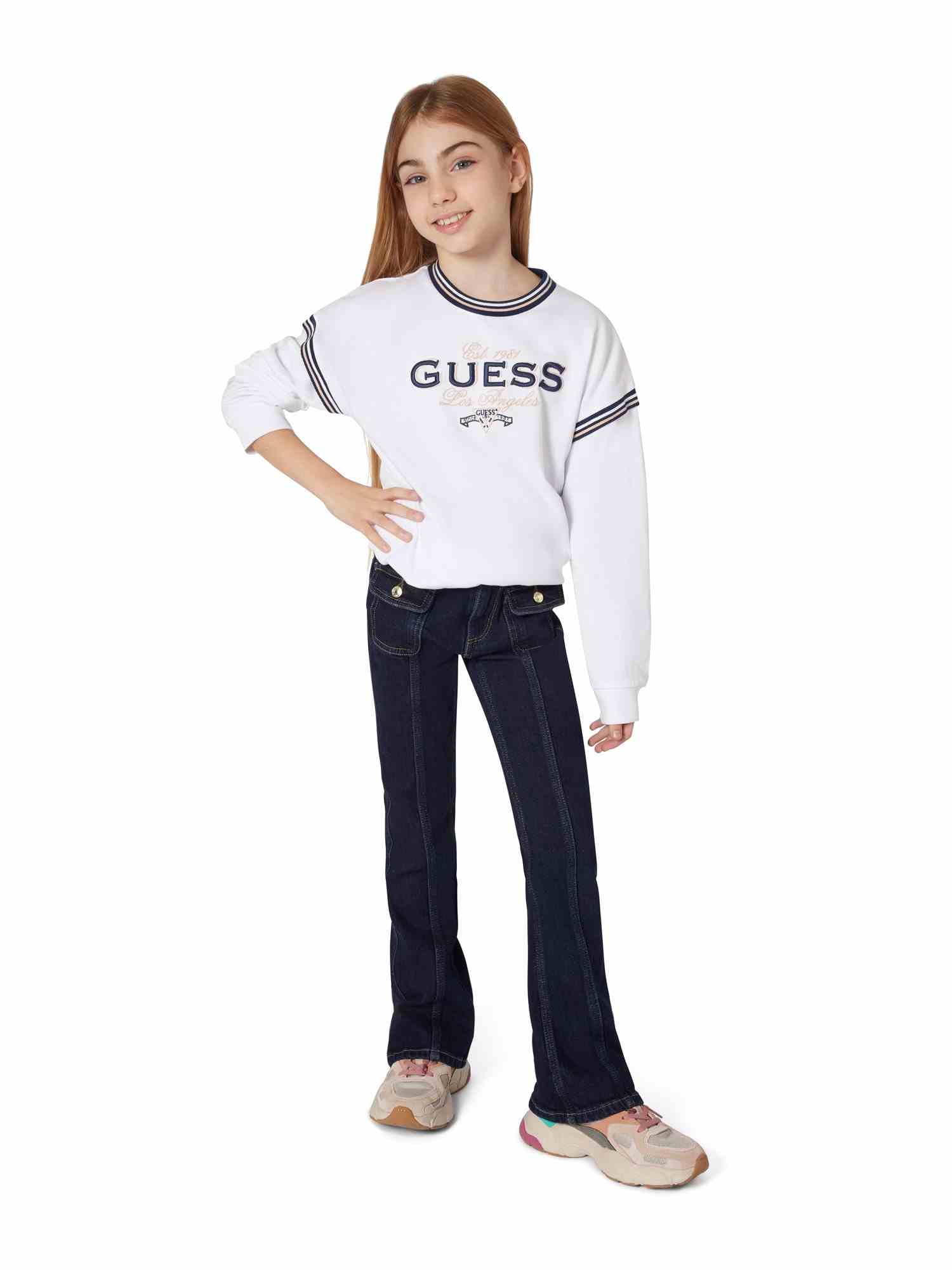 Guess Girls Pure White Printed Regular Fit T-Shirt