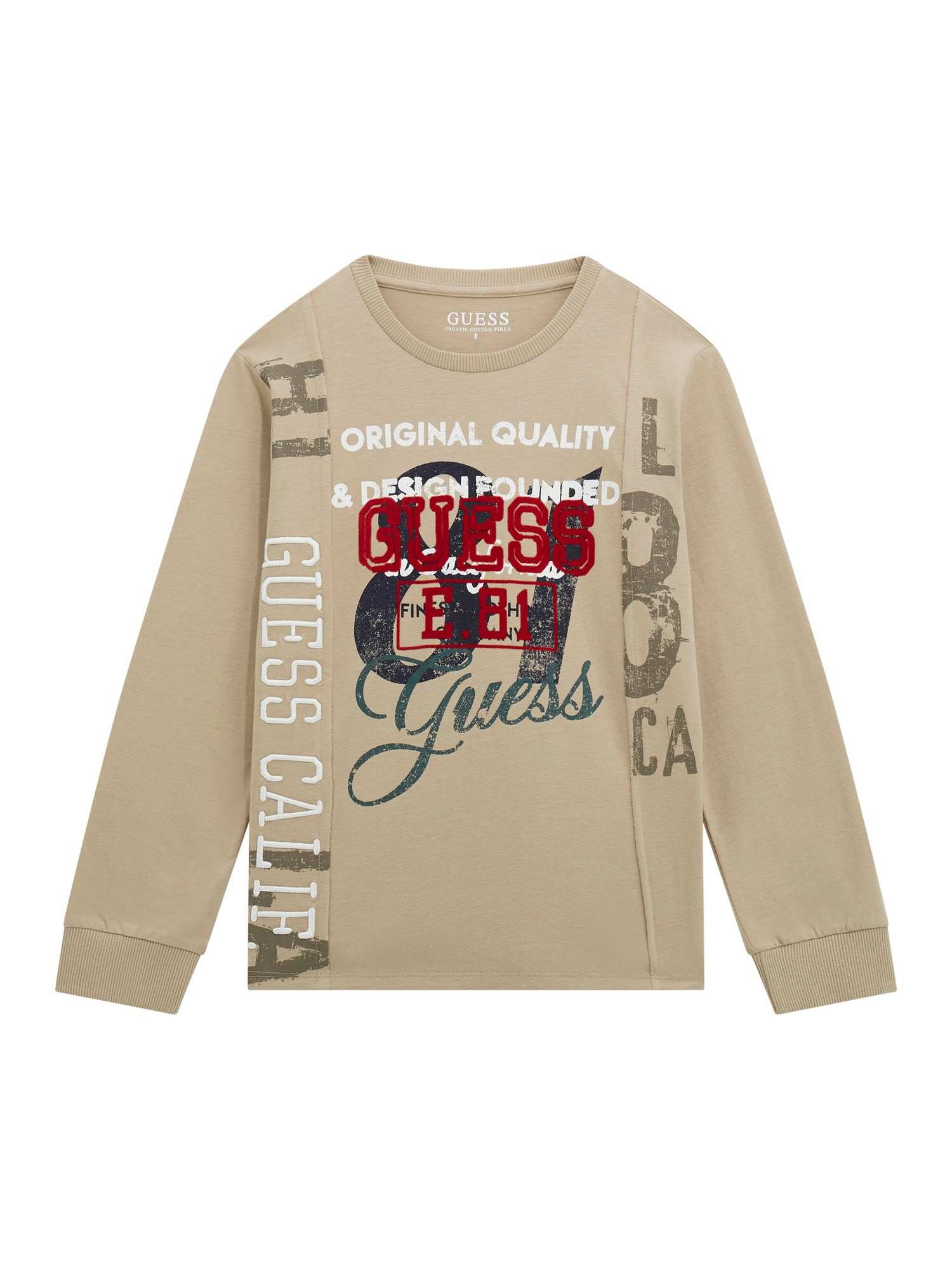 Guess Boys Beige Printed Regular Fit T-Shirt