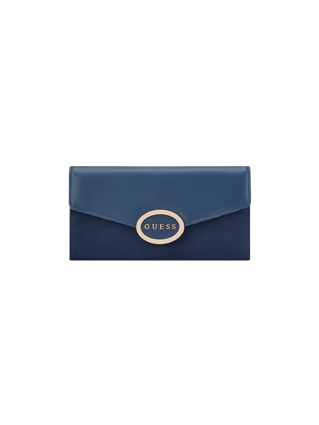 Navy Solid Flap Gracia Envelope Wallet