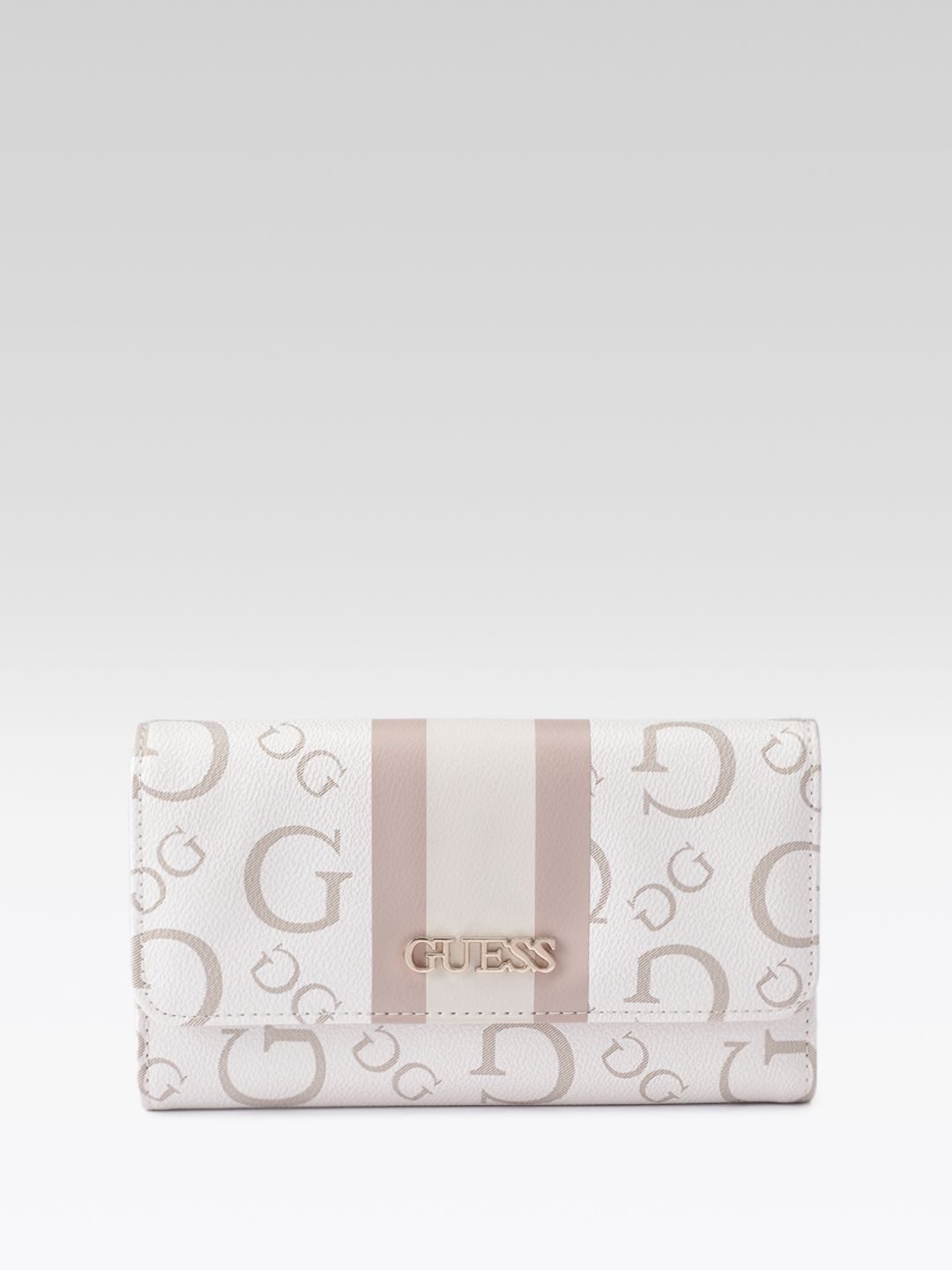 Guess Women Printed Charcoal Faysmith Trifold Clutch