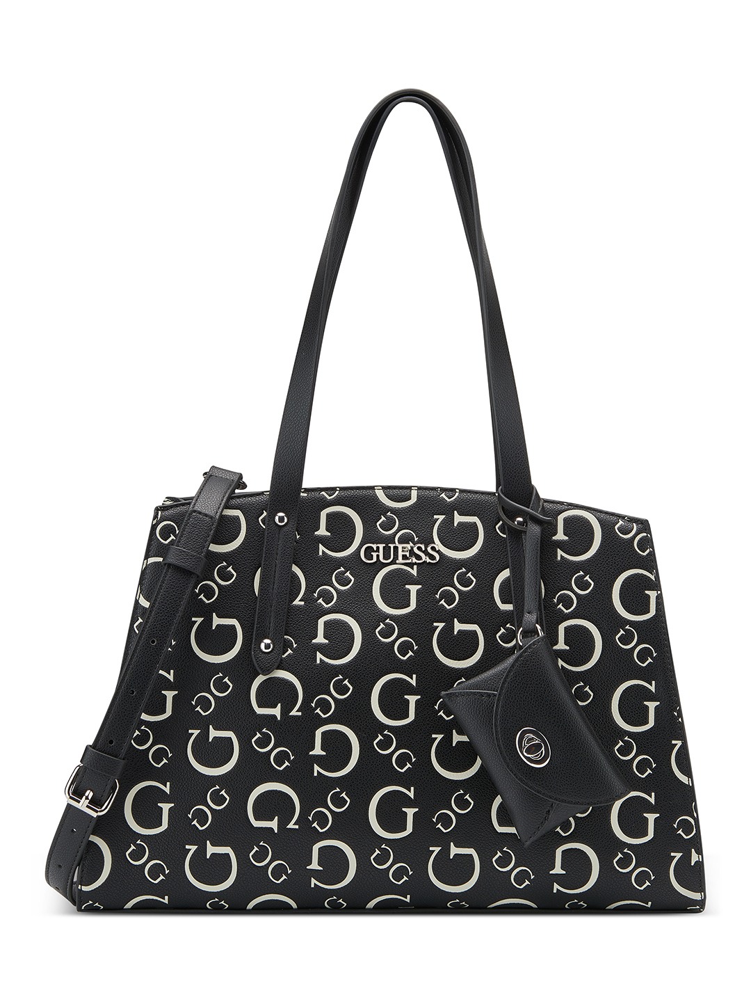 Black Multi Printed Nevine Satchel Bag With Pouch