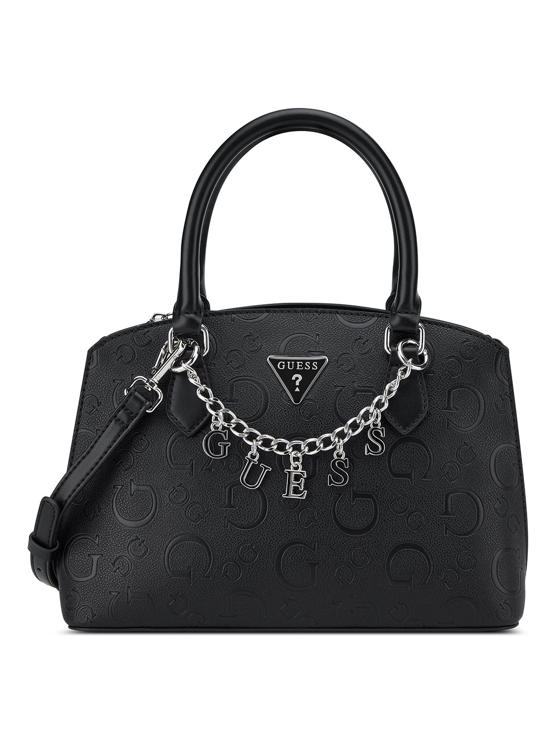 Black Textured Zipper Jeanine Satchel Bag
