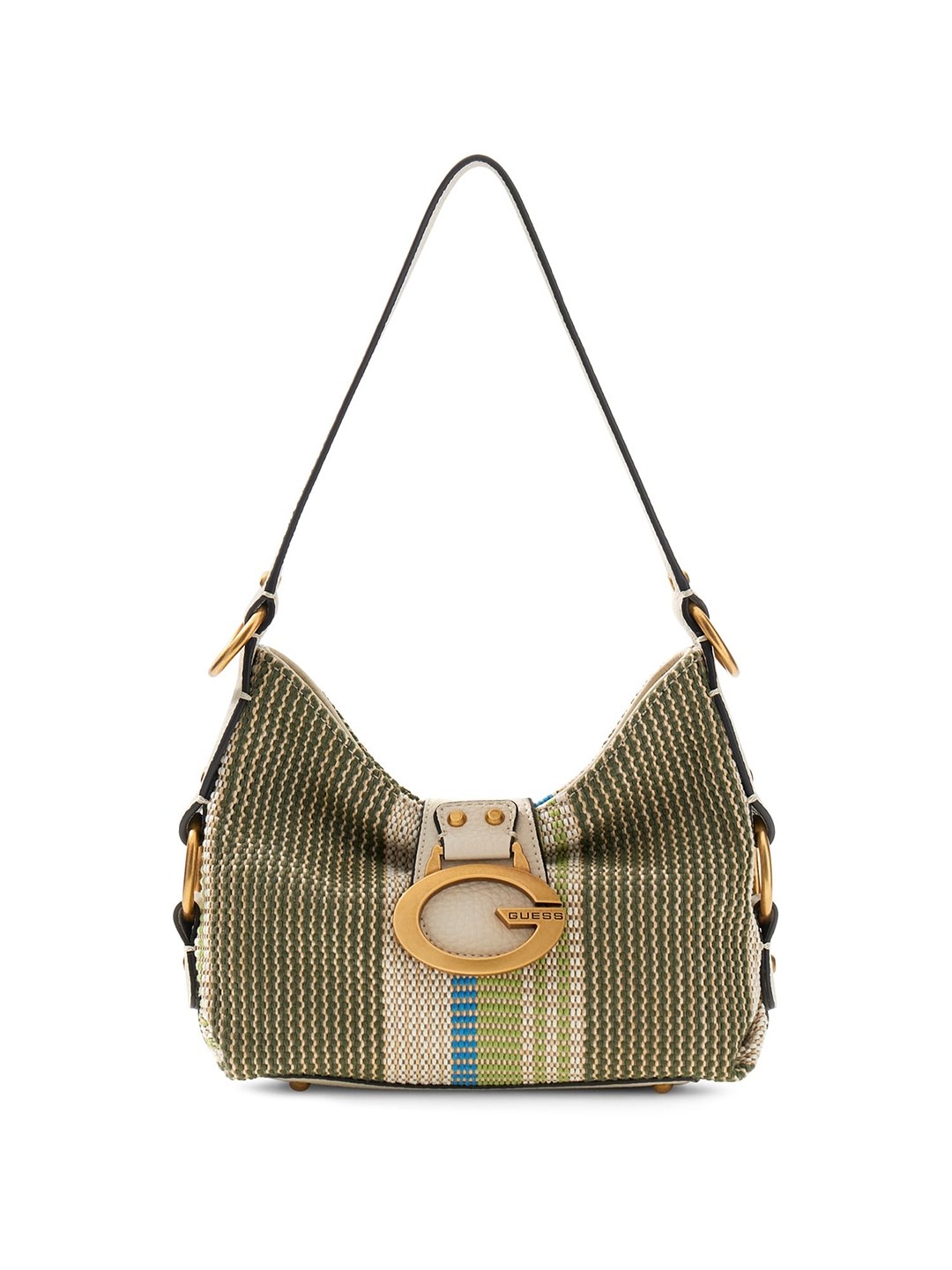 Women's Olive Multi Striped Polyester Camden Mini Shoulder Bag