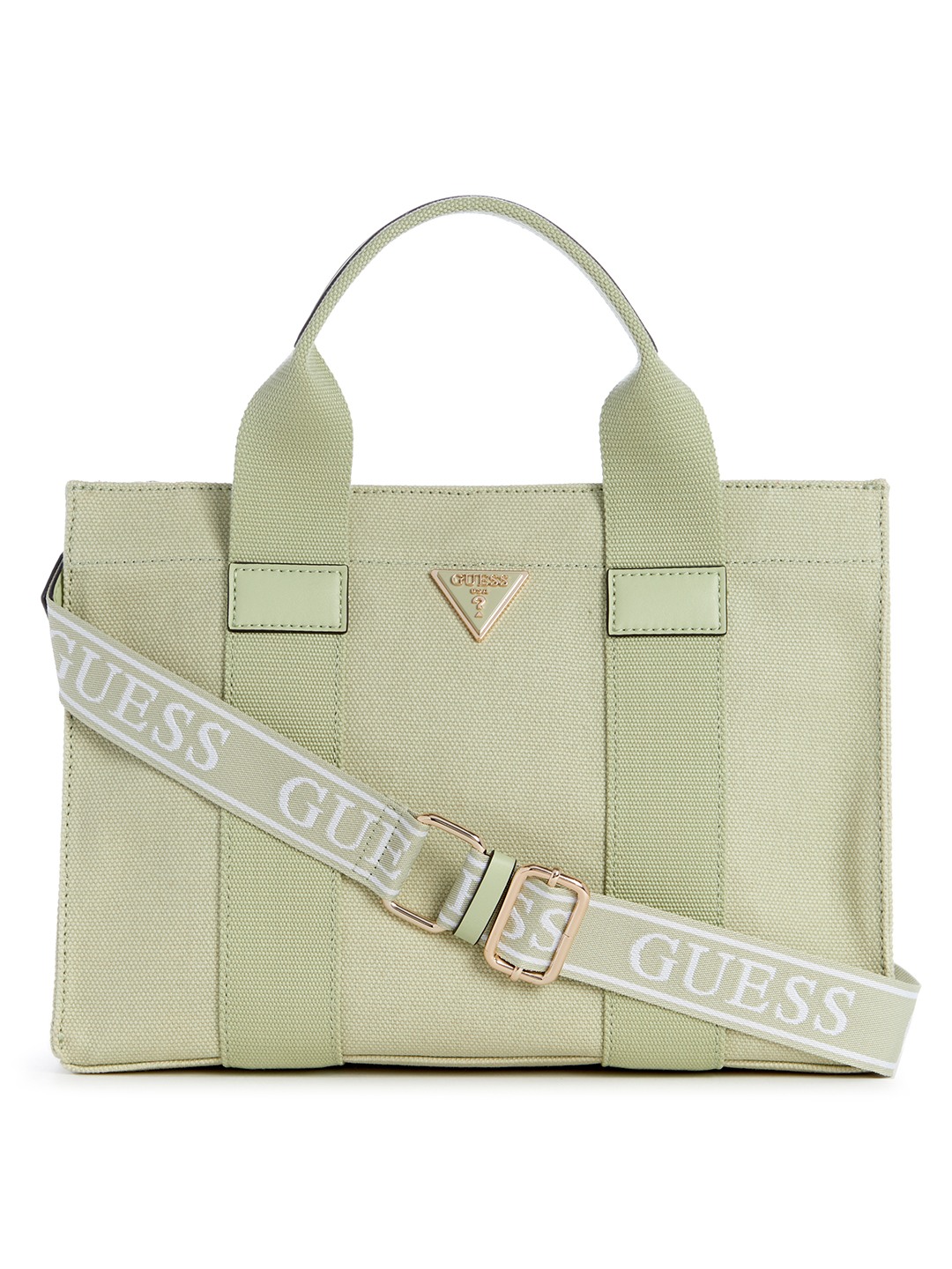 Guess Cotton Green Solid Women Small Tote Bag