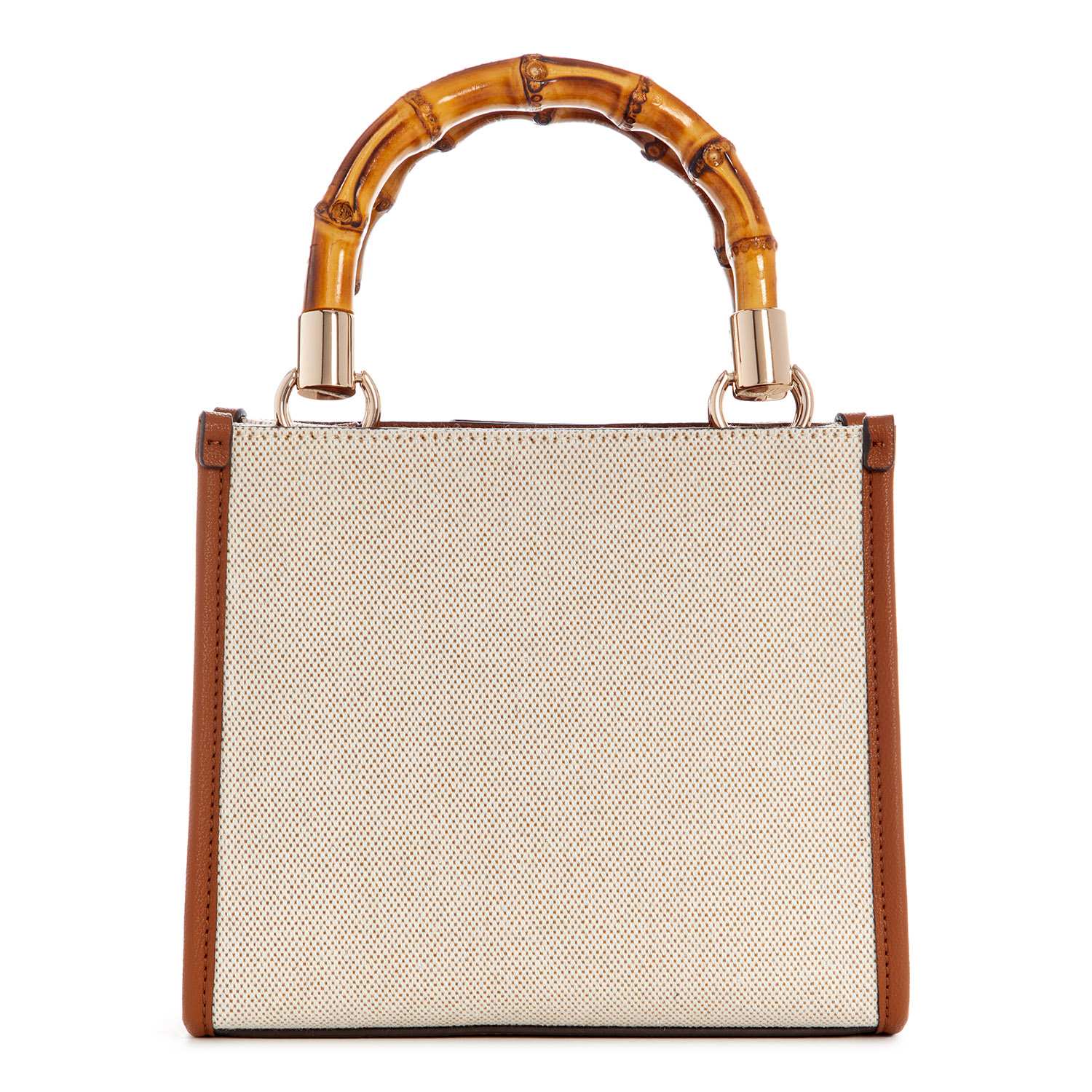 Guess Women's Brown Cotton Polyester Blend Textured Tote Bag