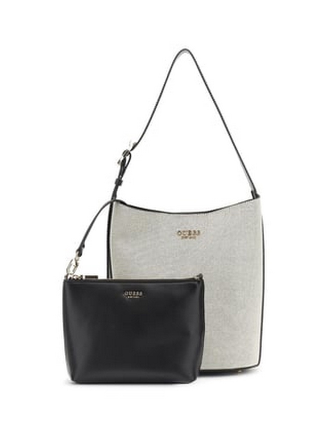 Guess Women White Textured Strap Handle Shoulder Bag with Inner Bag