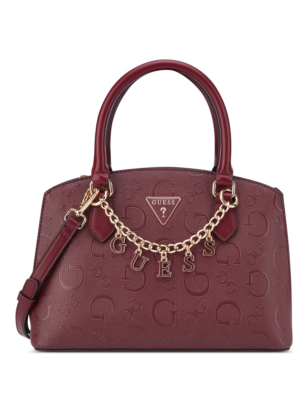 Oxblood Textured Zipper Jeanine Satchel Bag