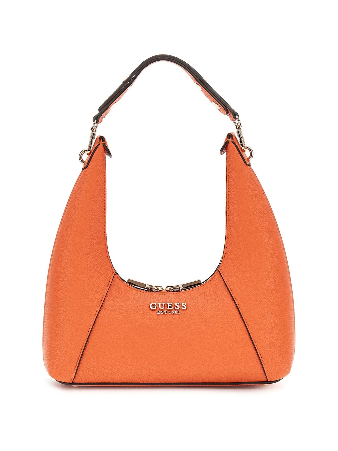 Guess Orange Solid Calista Top Zip Shoulder Bag