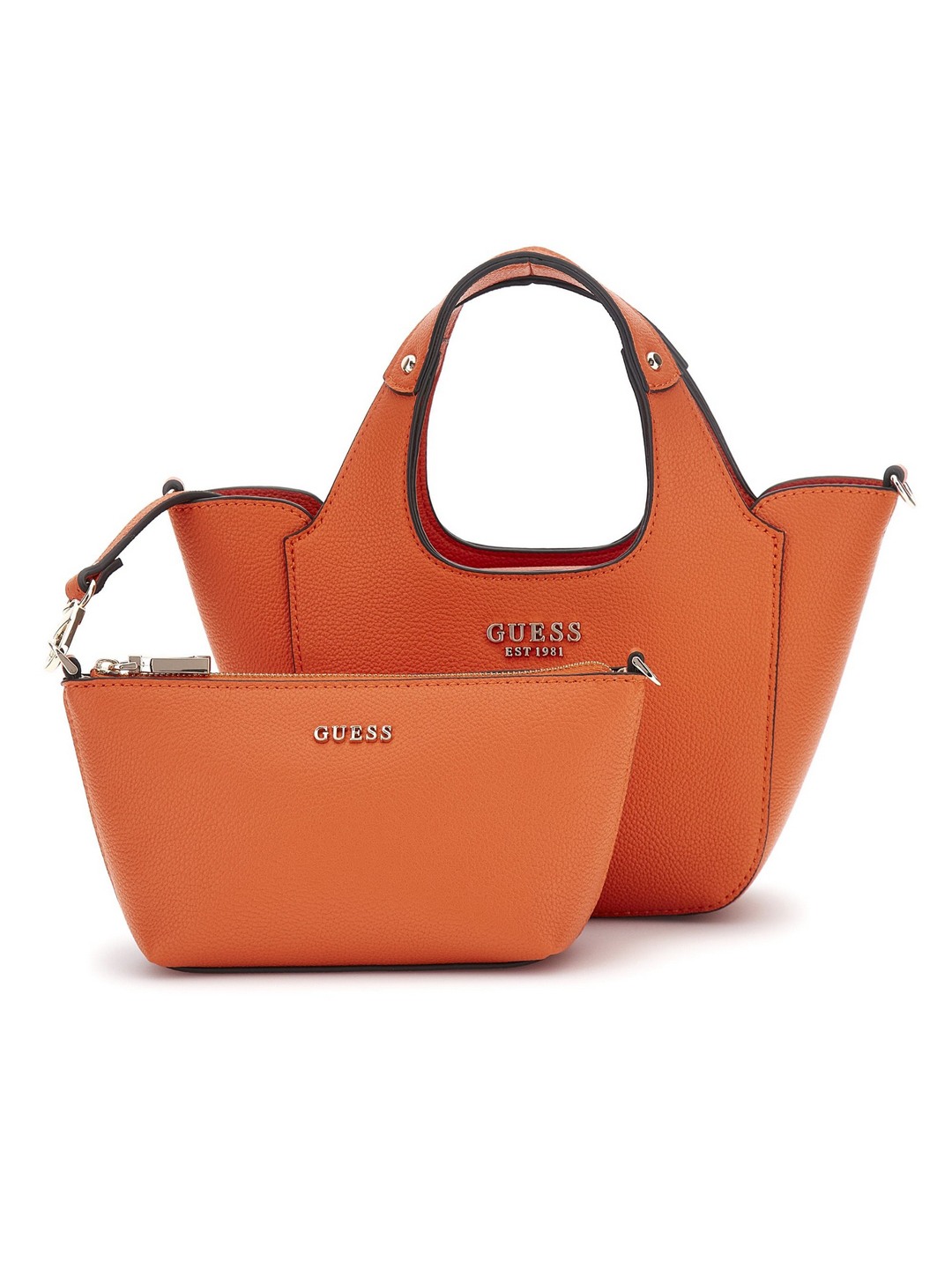 Guess Orange Solid Calista 2 In 1 Mini Tote Bag