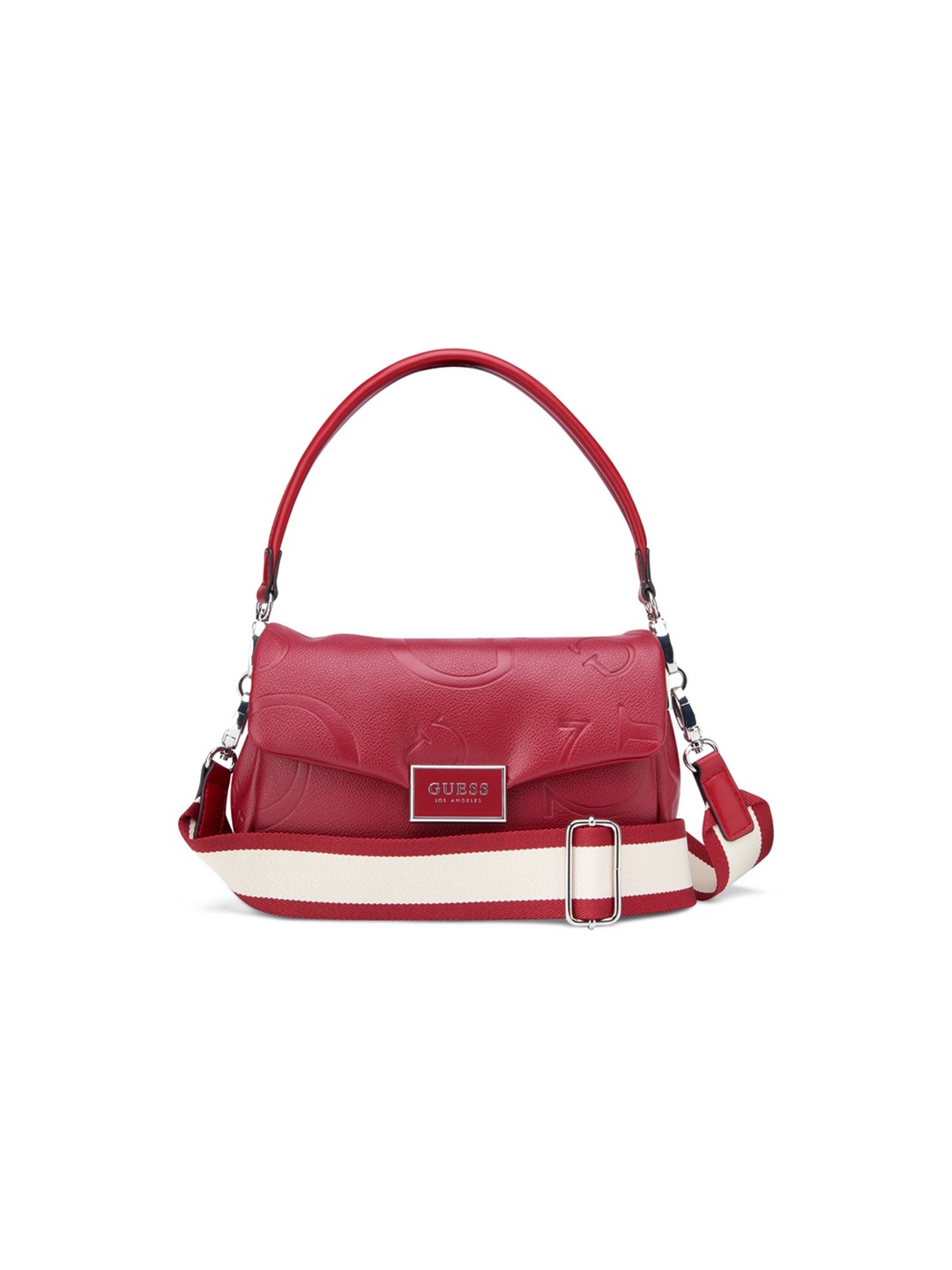 Red Textured Jarson Flap Crossbody Bag