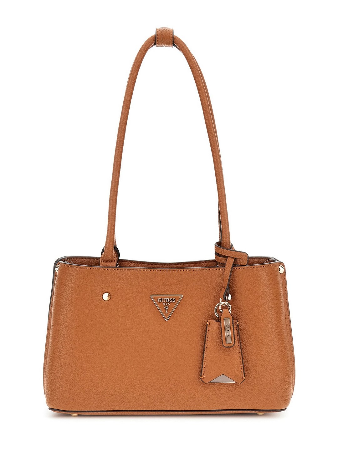 Guess Cognac Solid Meridian Shoulder Satchel Bag