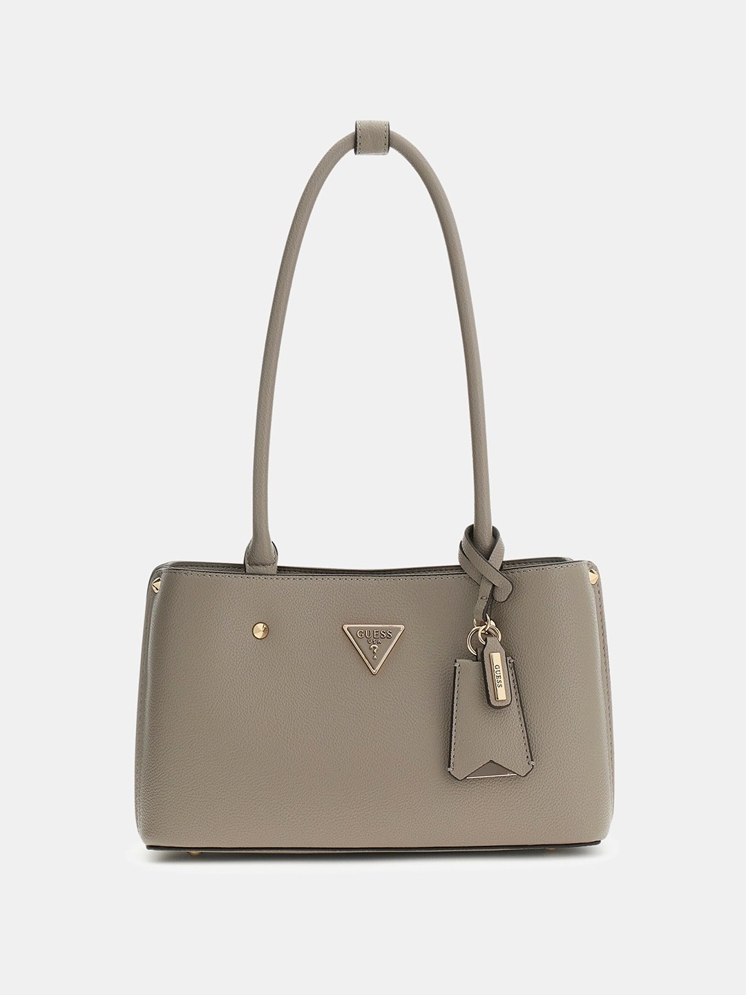 Dark Taupe Solid Zipper Meridian Shoulder Bag