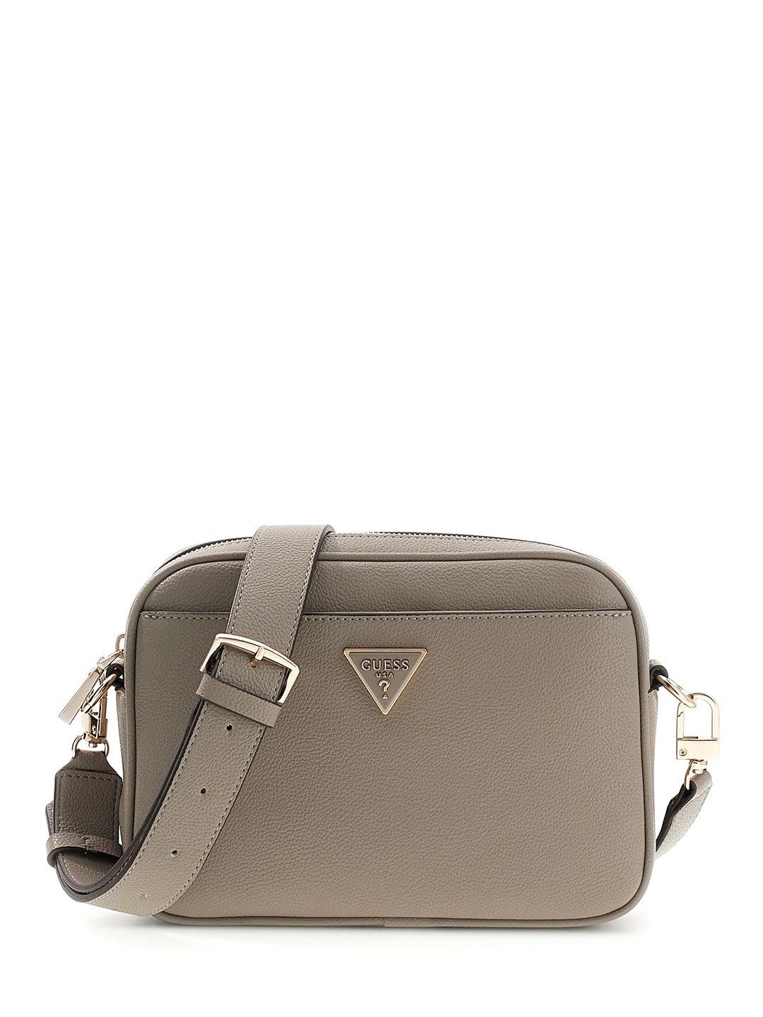 Dark Taupe Solid Zipper Meridian Crossbody Bag