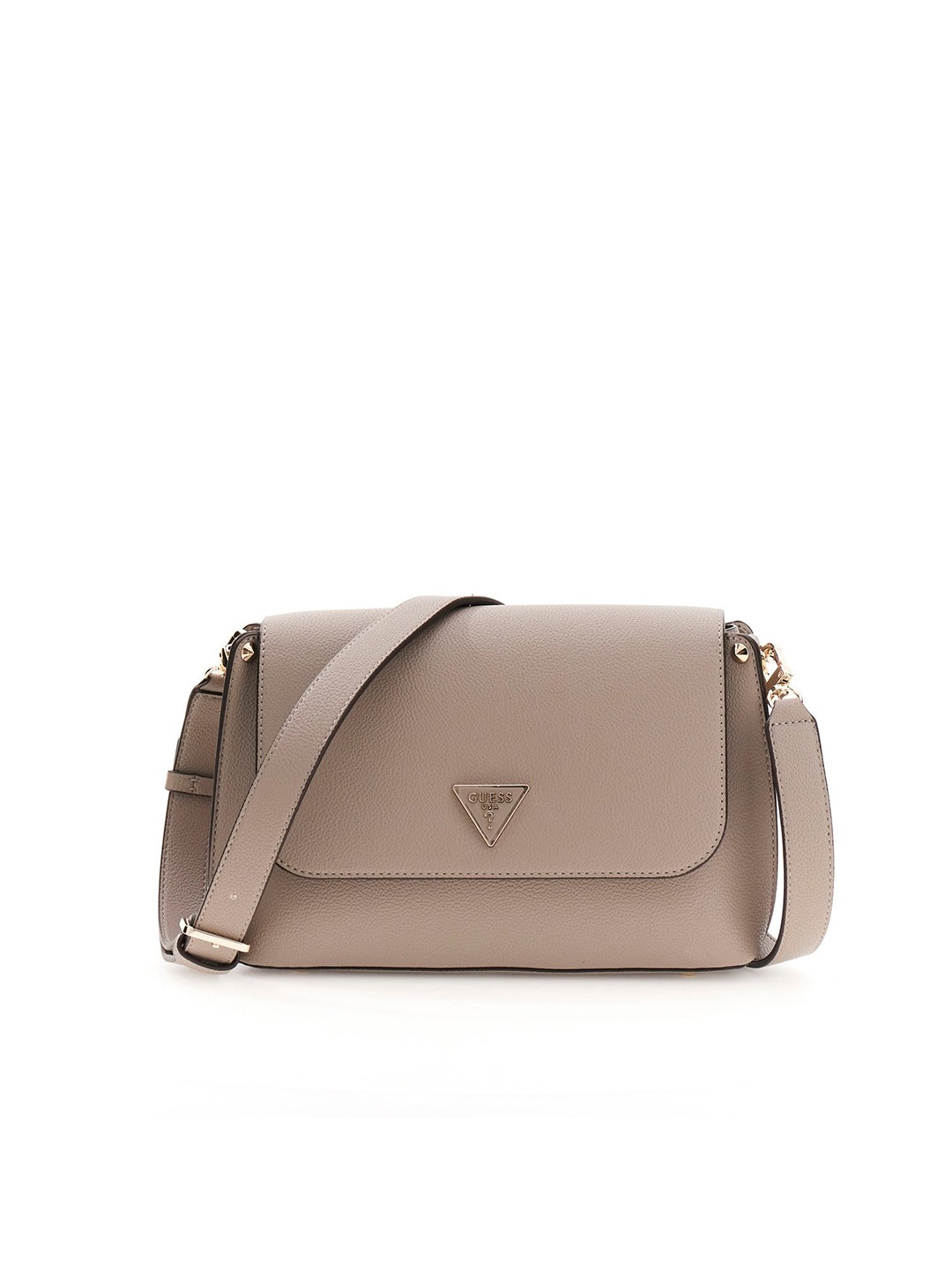 Dark Taupe Solid Magnetic Snap Meridian Flap Crossbody Bag