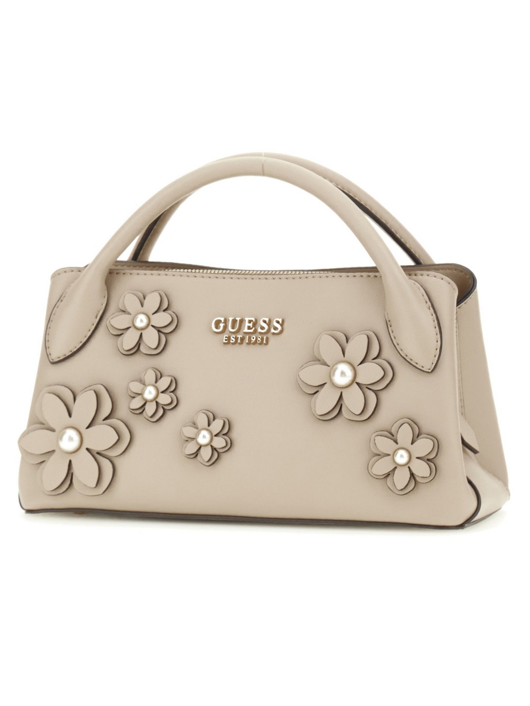 Guess Simply Taupe Applique Zaria Small Girlfriend Satchel Bag