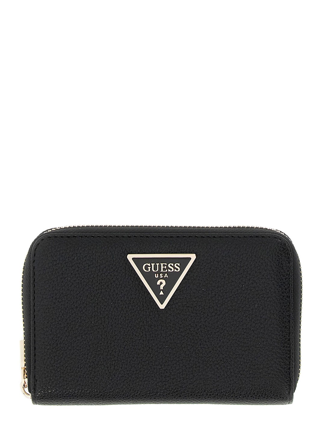 Black Solid Laurel II  Zip-around Wallet