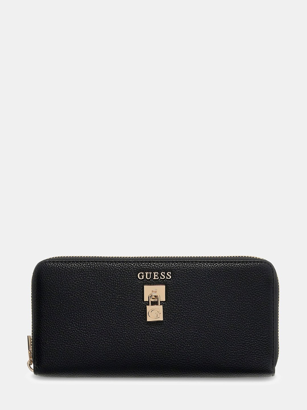 Black Textured Zipper Yesba Large Zip Around Wallet