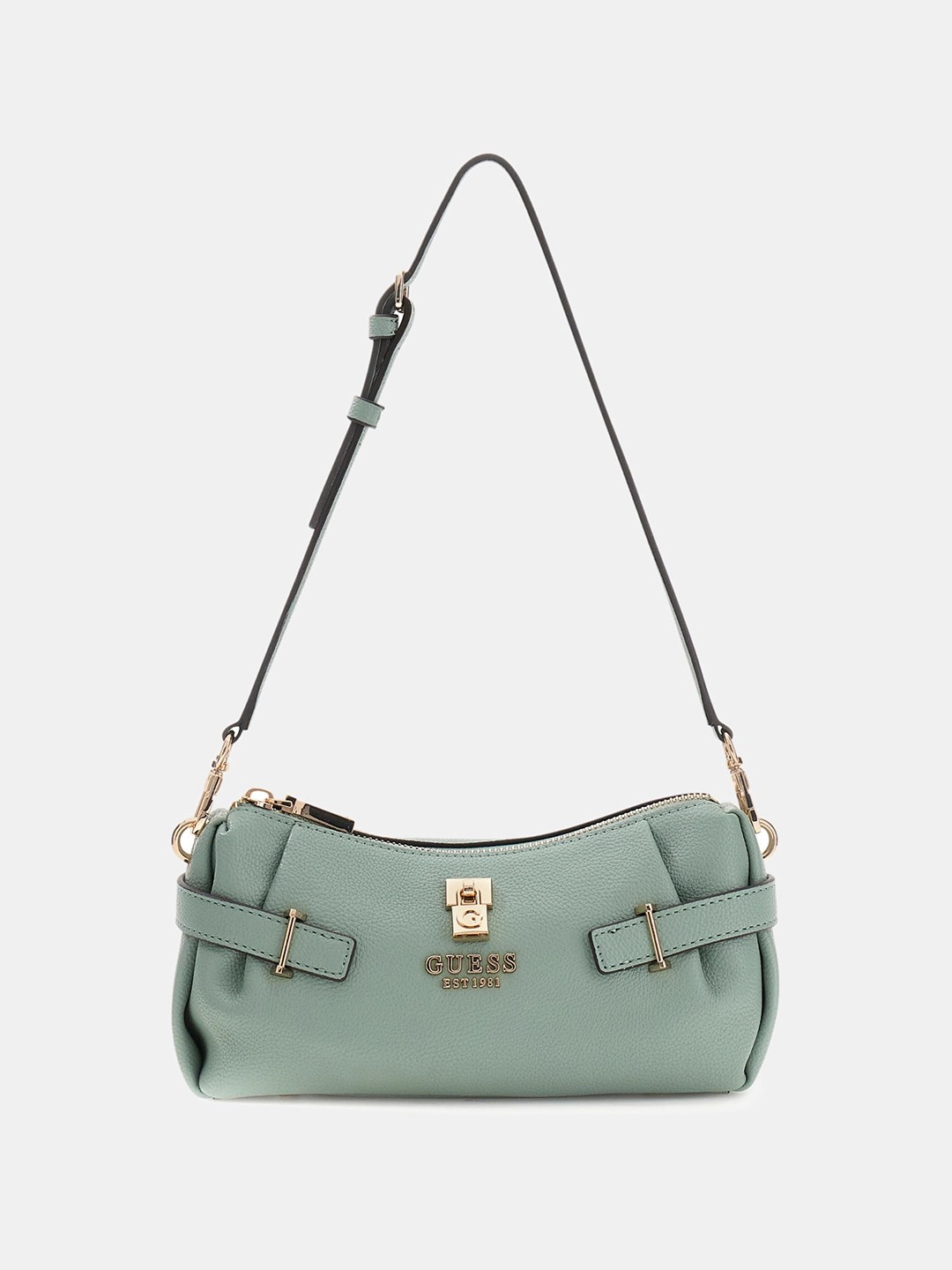 Light Sage Textured Zipper Yesba Mini Top Zip Shoulder Bag