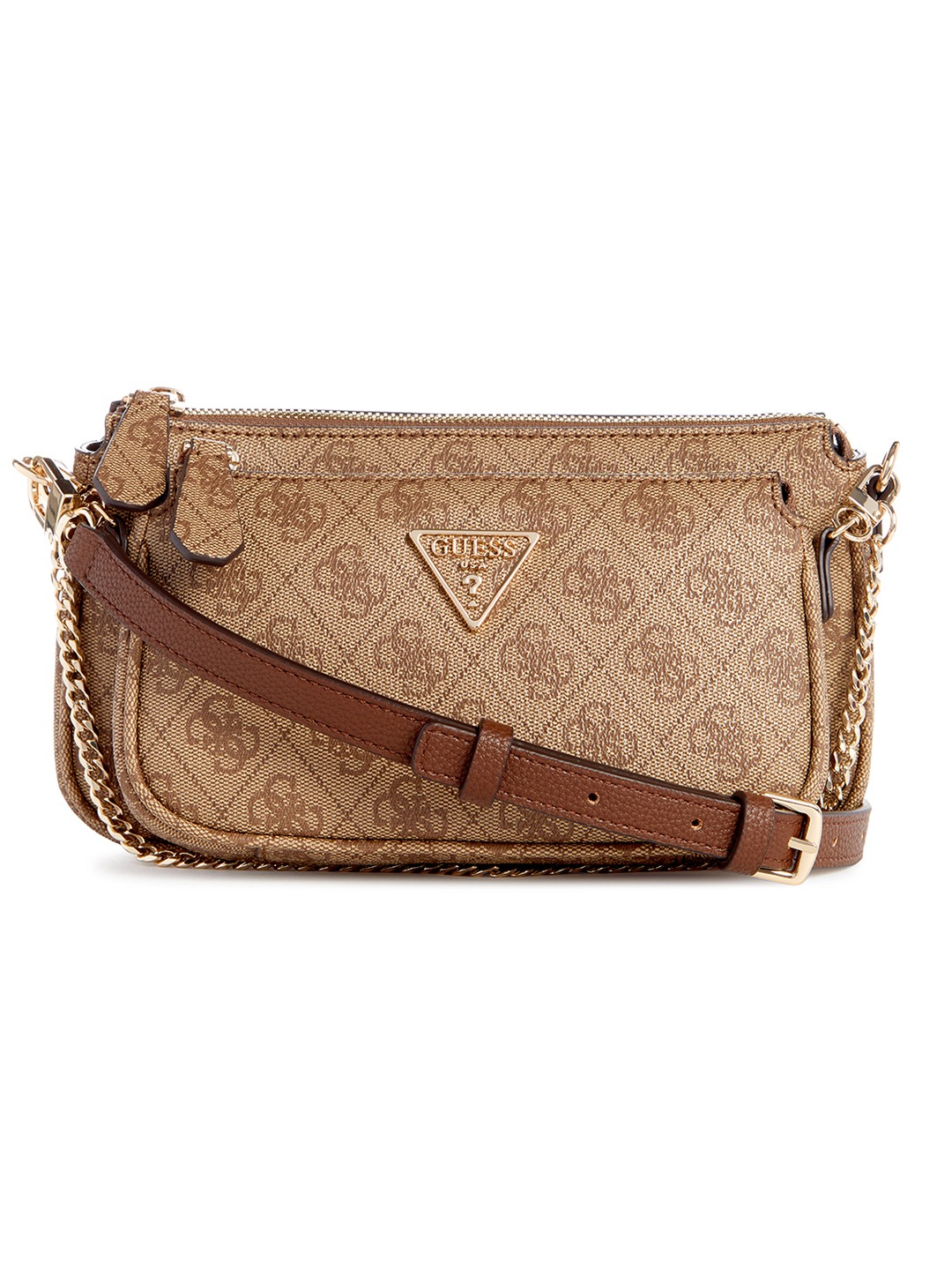 Guess Women's Brown Polyurethane Printed Mini Crossbody Bag